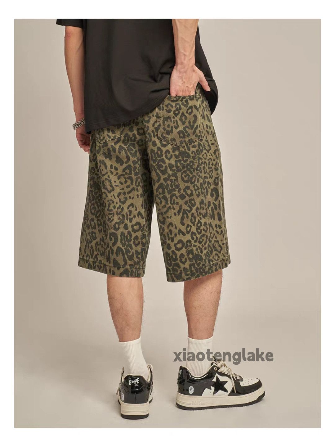 Vintage Unisex utility loose baggy skate hiphop leopard shorts Size US 28 / EU 44 - 1 Thumbnail