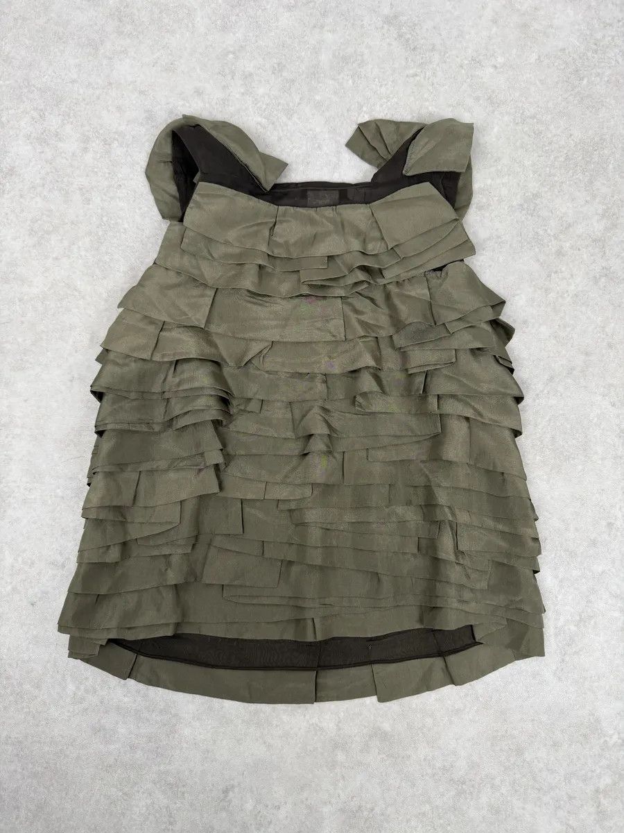 chloma SS2006 Chloé Khaki Green Relief Silk Tank Top Size S / US 4 / IT 40 - 5 Thumbnail