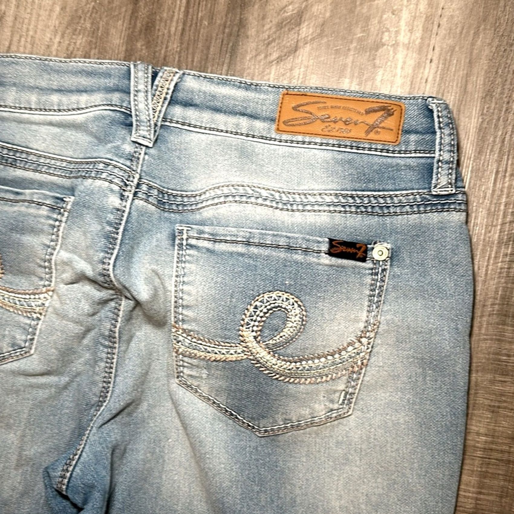 Vintage Seven7 Girlfriend Cropped Jeans Women 6 Blue Cropped Regular 6 Jeans 30 Inseam 22" 31" 7.5" 6.5" 13" MS10565 Size 28" / US 6 / IT 42 - 4 Thumbnail