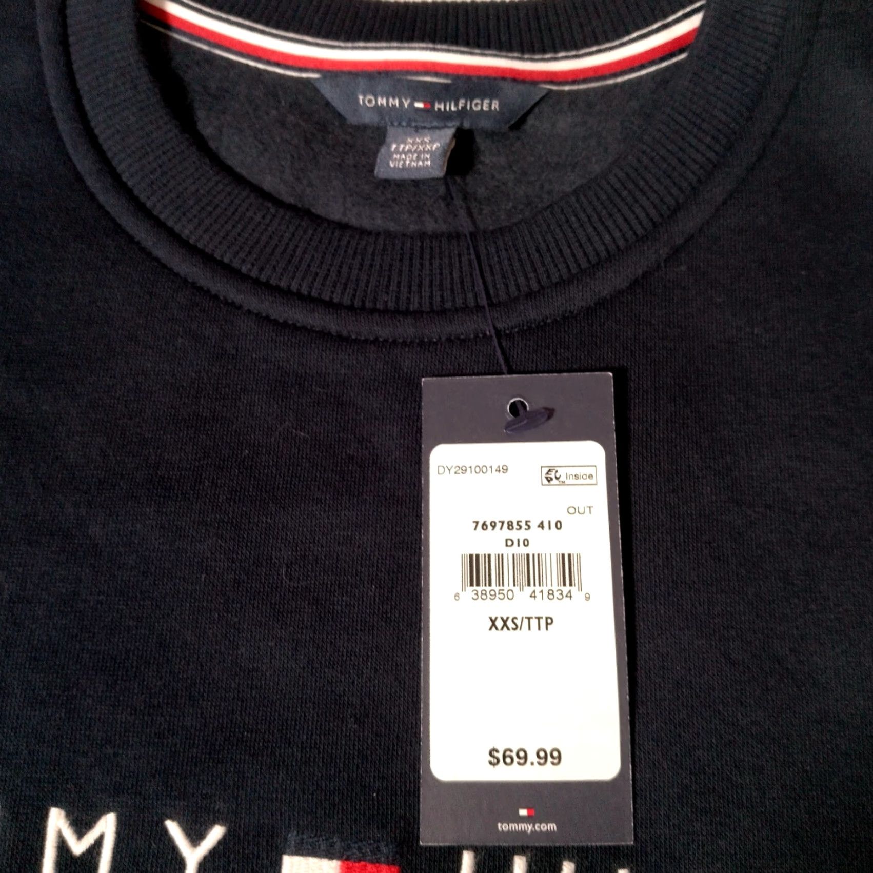 Tommy Hilfiger VINTAGE Tommy Hilfiger Women's Sweatshirt XXS Crew Neck Embroidered Navy Blue Preppy Activewear Size XXS / US 00 / IT 34 - 7 Thumbnail