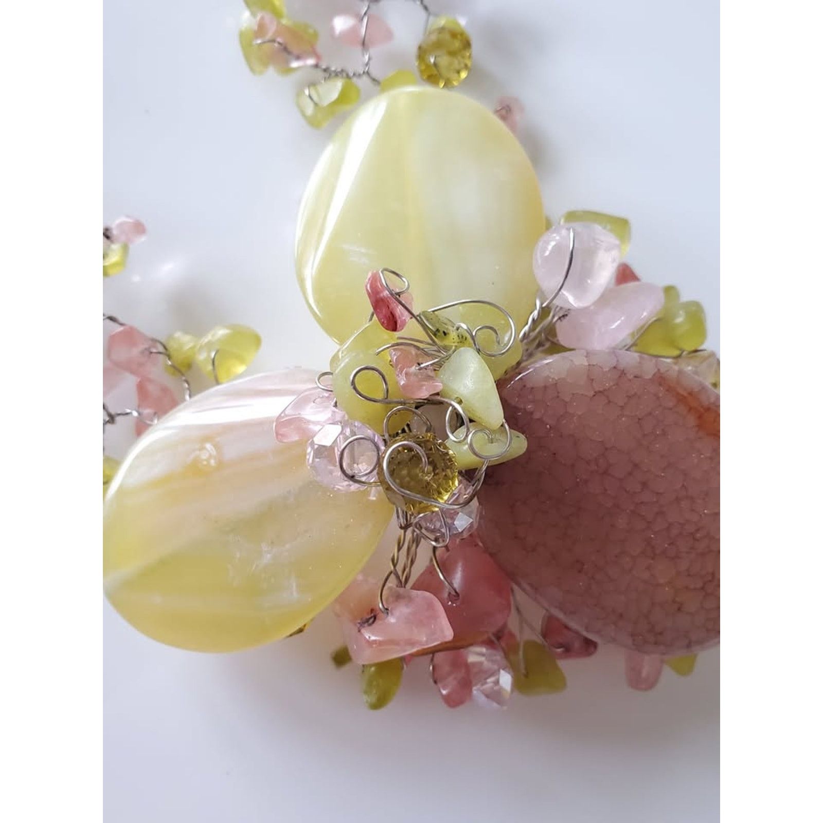 Other Pink and Yellow Agate Wire Necklace Size ONE SIZE - 6 Thumbnail