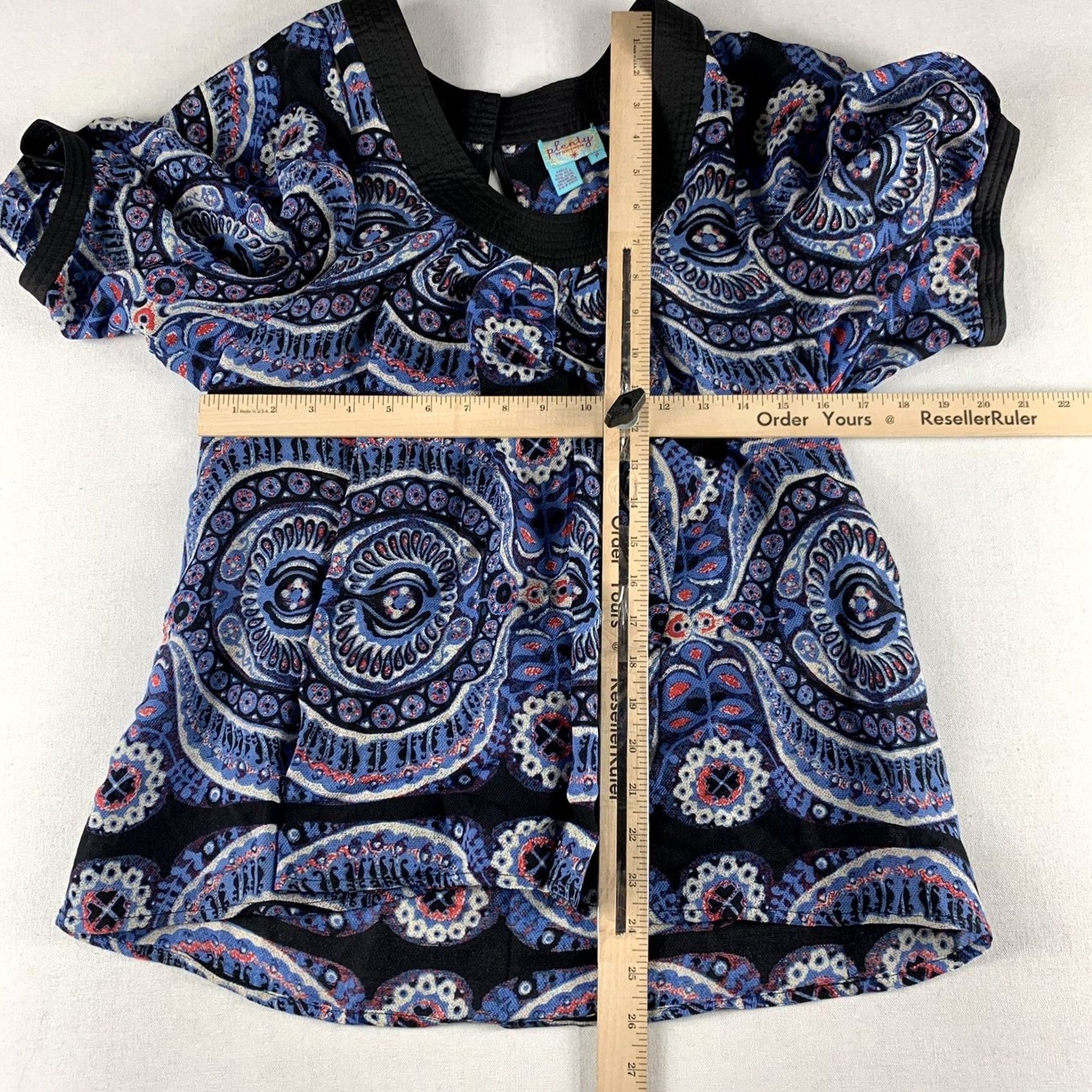 Anthropologie VINTAGE Anthropologie Plenty by Tracy Reese Womens Boho Blouse Silk Wool Blue SZ P Size S / US 4 / IT 40 - 3 Thumbnail