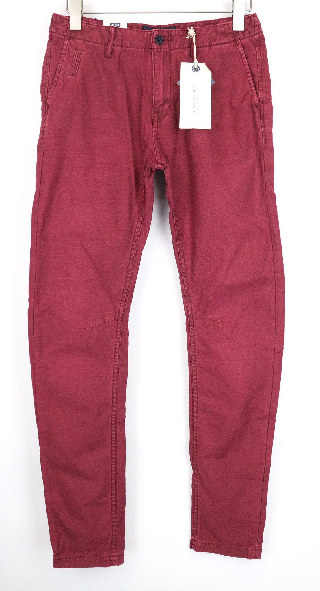 Scotch & Soda THEON W29/L34 Slim Taper Cotton Burgundy Trousers 75456 Size US 29 - 1 Thumbnail