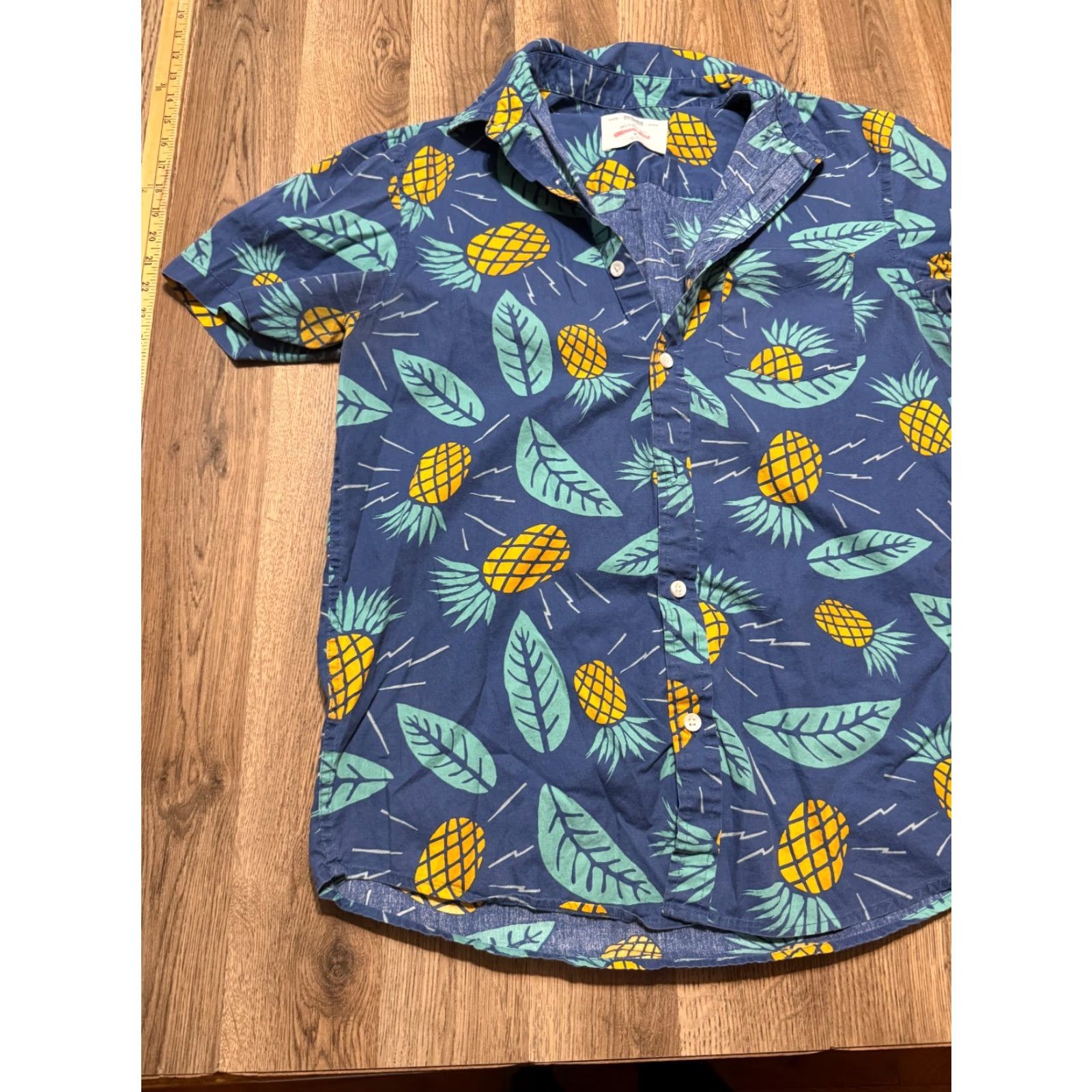 Vintage Urban Pipeline Shirt Men's Medium Blue Green Yellow Button Up Pineapples Size US M / EU 48-50 / 2 - 3 Thumbnail