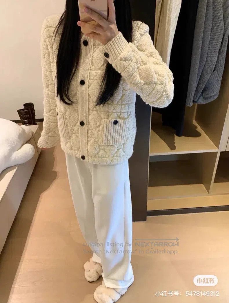 Dior Dior 24 autumn and winter diamond plaid lamb wool coat Size XS / US 0-2 / IT 36-38 - 7 Thumbnail