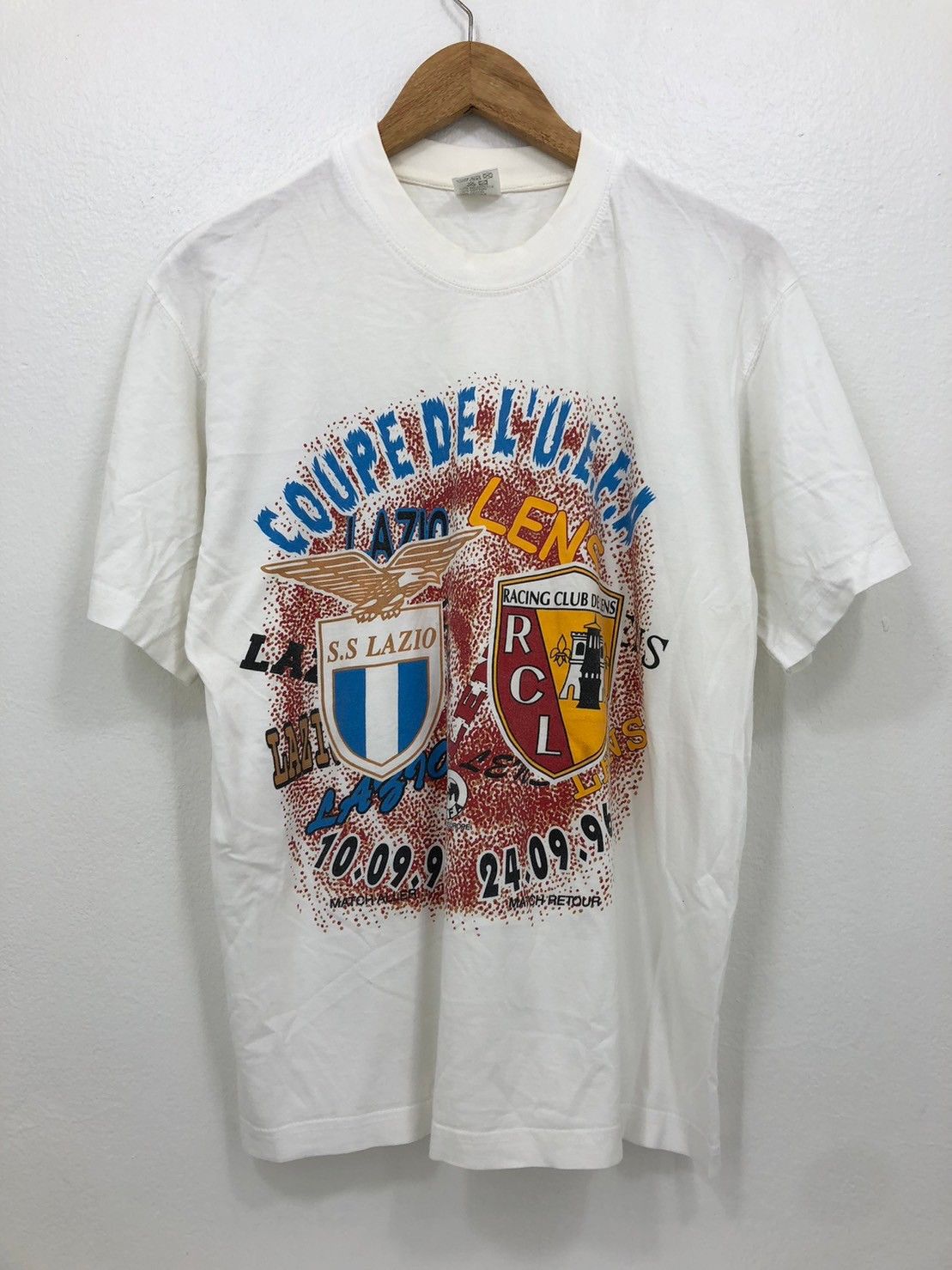 Vintage Vintage 1996's Lazio Vs RC Lens shirt Coupe De L'U.E.F.A BN Size US M / EU 48-50 / 2 - 2 Thumbnail