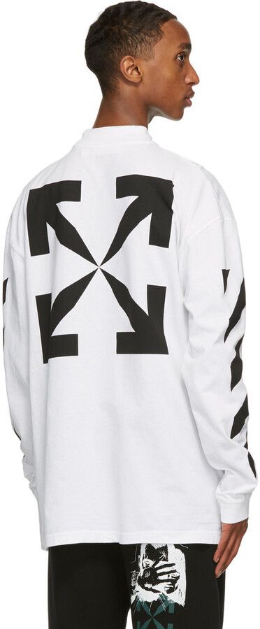 Off-White White Mona Lisa Oversized Long Sleeve Mock Neck T-Shirt Size US M / EU 48-50 / 2 - 3 Thumbnail