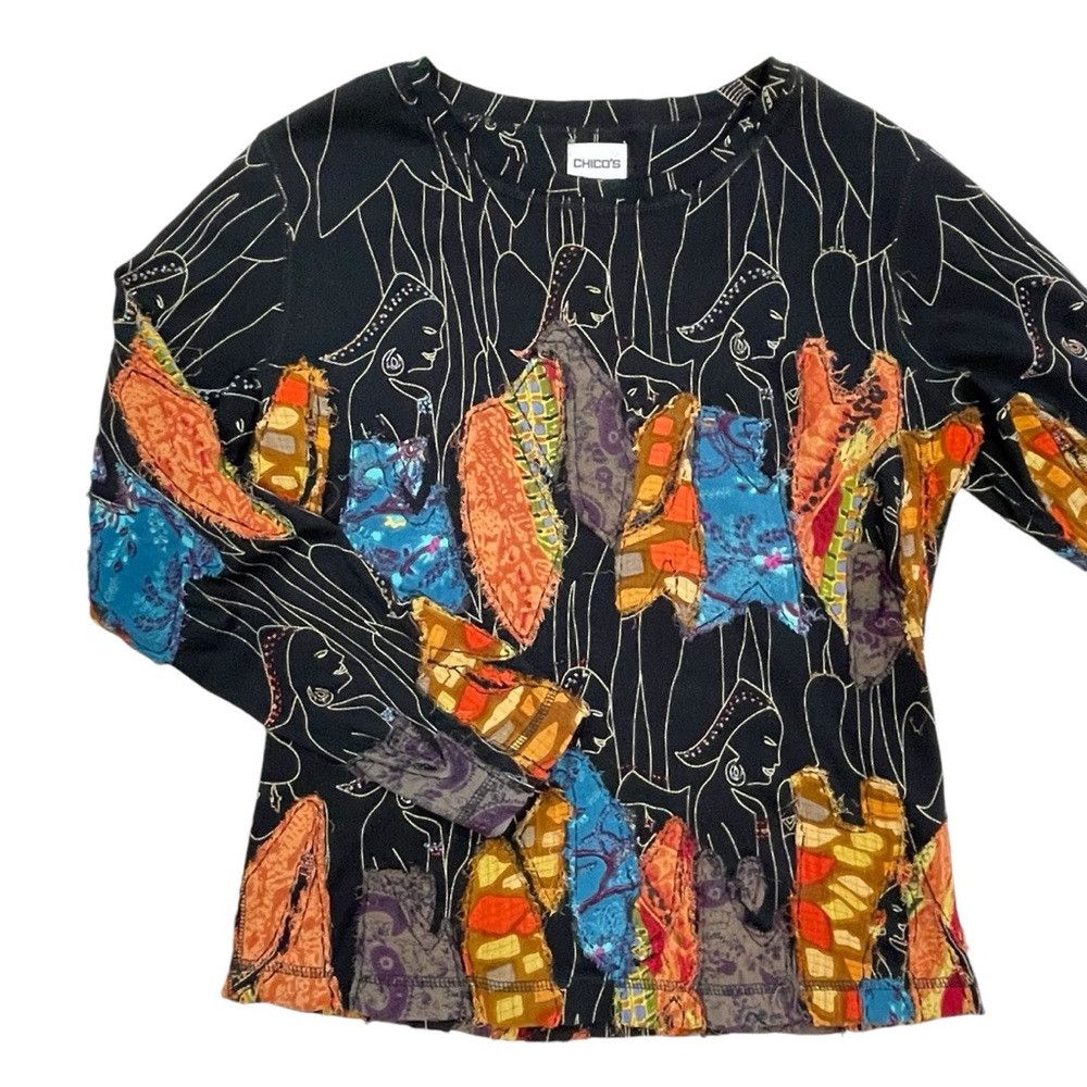Chicos Chico's Bohemian Embroidered Long Sleeve Cotton Top Size 1 Size M / US 6-8 / IT 42-44 - 5 Thumbnail
