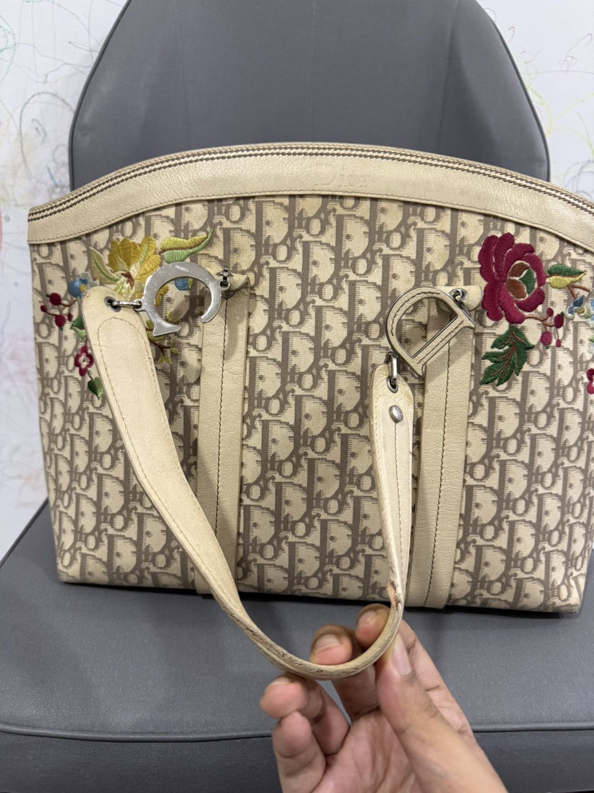 Christian Dior Monsieur Vintage Christian Dior Embroidery Floral Shoulder Tote Bag Size ONE SIZE - 16 Thumbnail