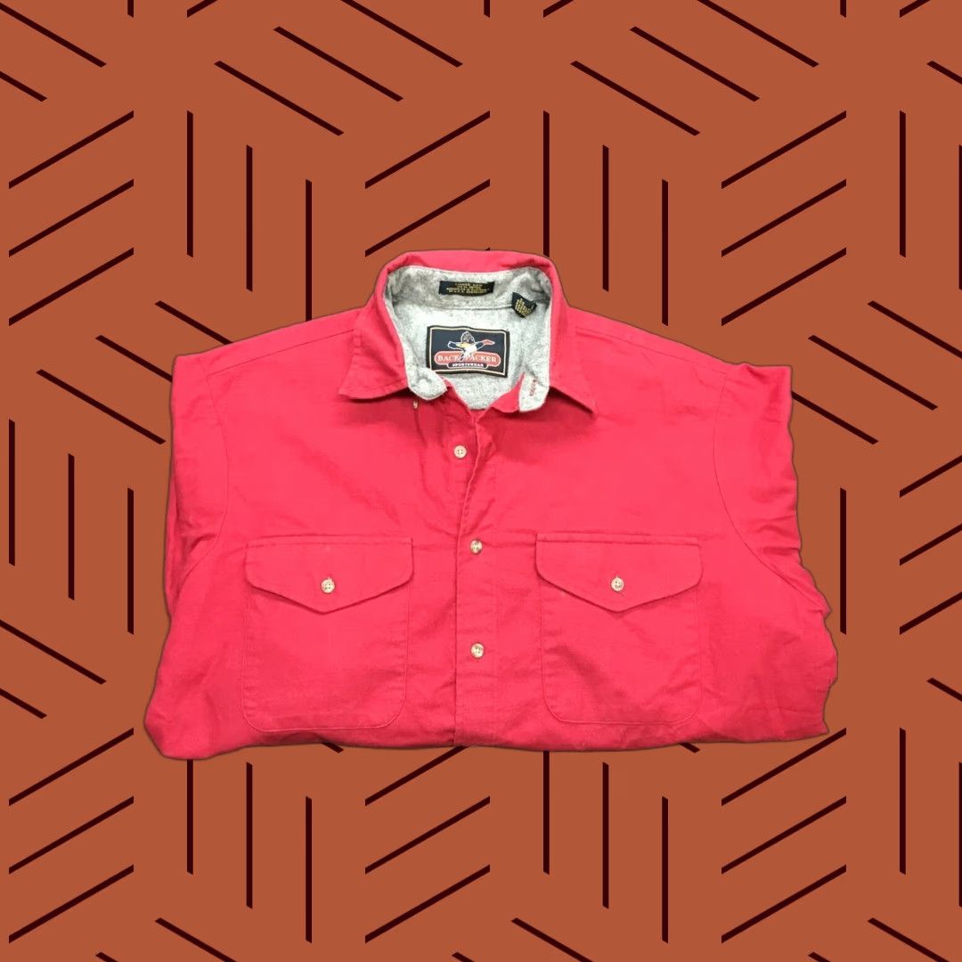 Vintage VINTAGE Backpacker Trucker Shirt 90s Red Magenta Flannel Chamois Mens XL Batwing Pocket Button-Down Red/ Magenta 90s Trucker Mens XL Size US L / EU 52-54 / 3 - 1 Thumbnail