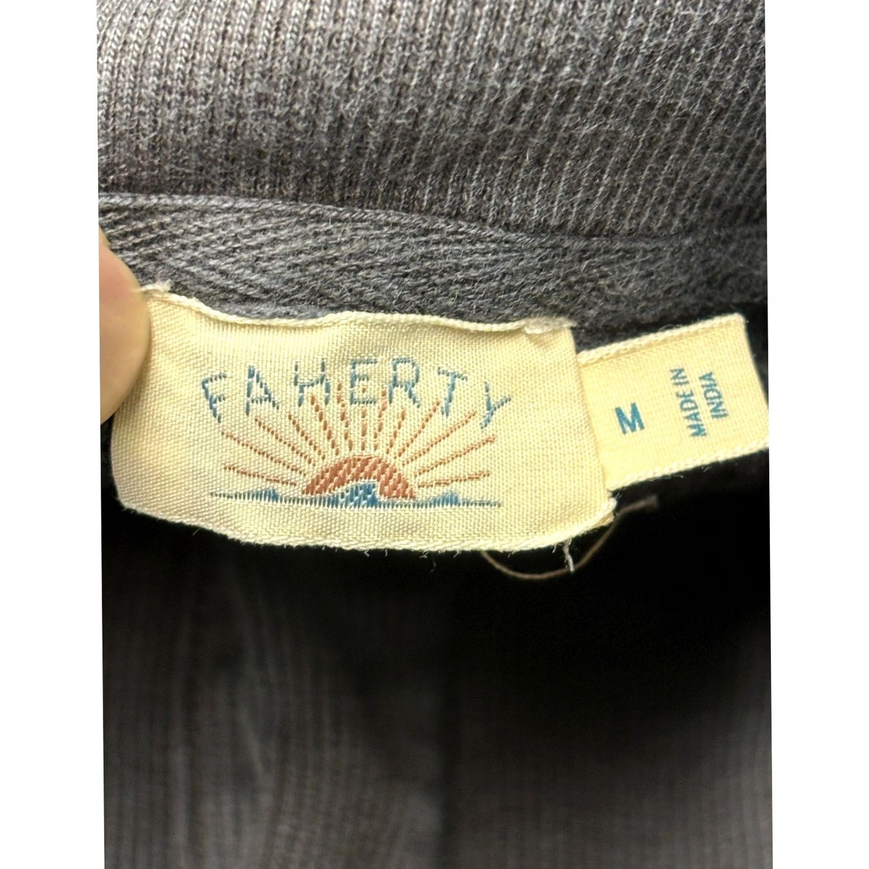 Faherty Faherty Waffle Knit Sweater Mens Medium Gray Mock Neck Organic Cotton Pullover Size US M / EU 48-50 / 2 - 2 Thumbnail