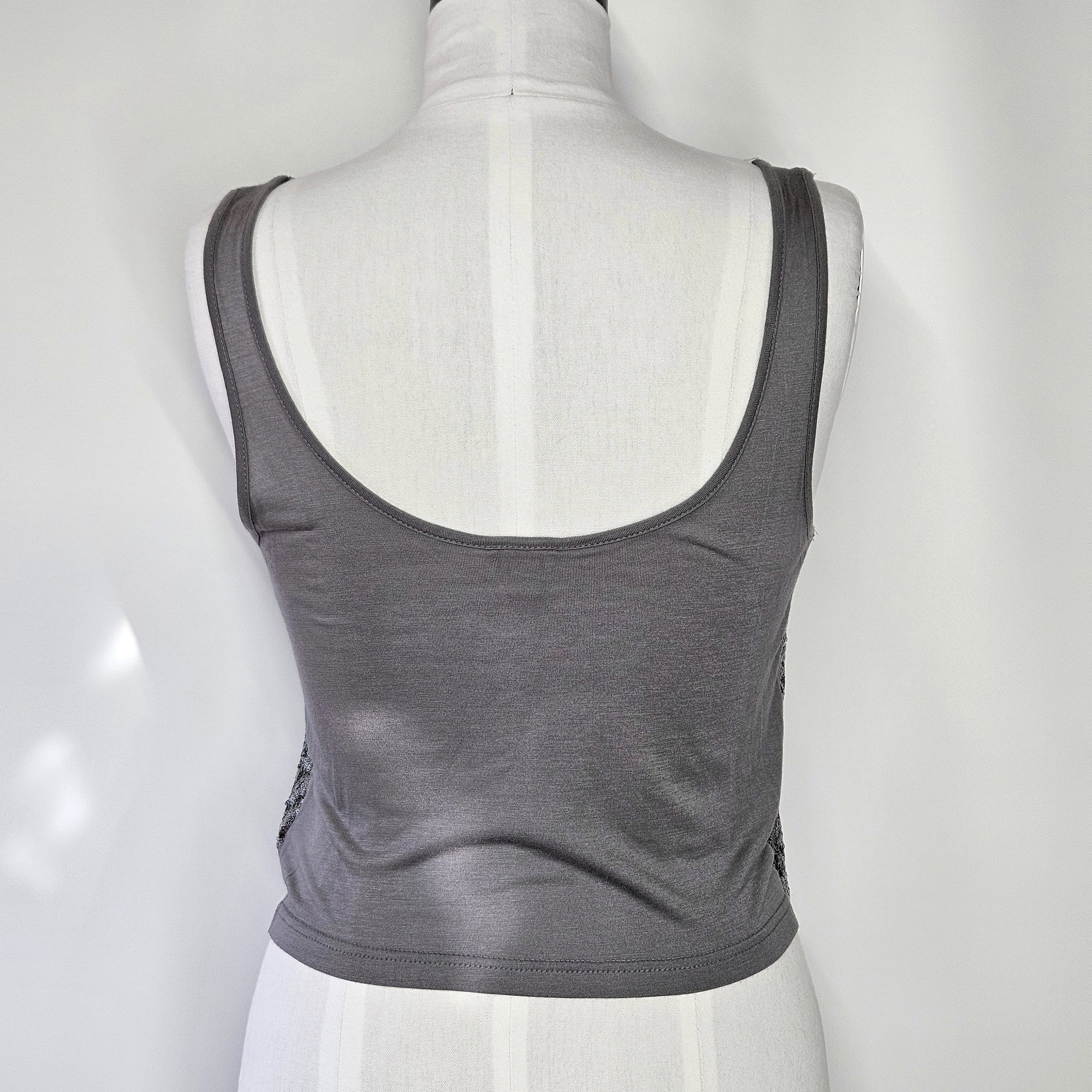 Guess Guess Size M Tank Top Silver Sequin Crop Cami Grey Jersey Size M / US 6-8 / IT 42-44 - 11 Thumbnail