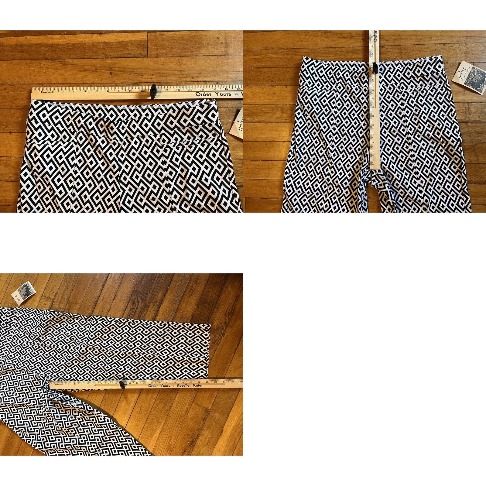 Habitat Habitat Clothes To Live In Pants Women’s L Black White Diamond Wide-Leg Crop Size 36" / US 14 / IT 50 - 8 Thumbnail