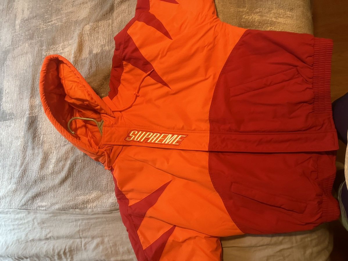 image of Supreme Wildcat Sideline Puffer Jacket in Orange, Men's (Size Large)