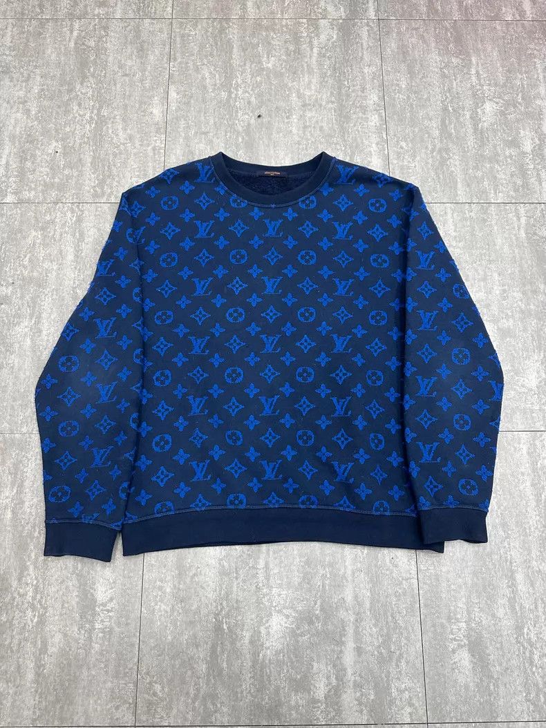 Louis Vuitton Louis Vuitton Blue full-logo long-sleeve sweatshirt Size US XL / EU 56 / 4 - 1 Thumbnail