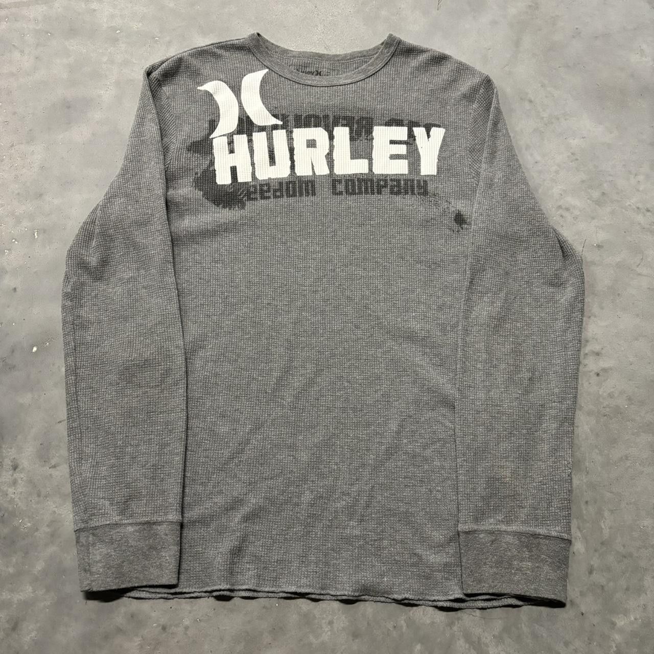 Hurley × Vintage Crazy Vintage Y2K/2000s Grunge Cyber Goth Grey Hurley Surf Skater Thermal! Size US L / EU 52-54 / 3 - 1 Thumbnail