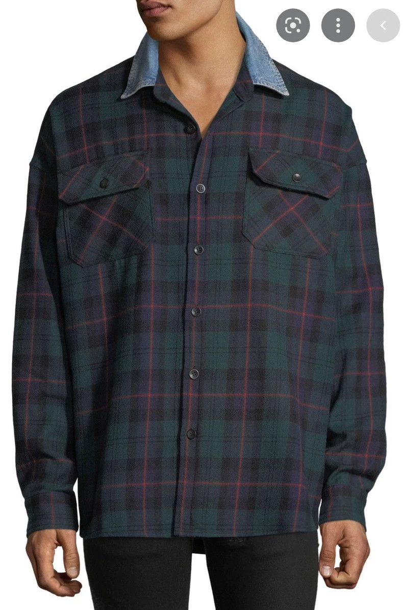 Fear of God Fear of God Green checkered denim collar shirt Size US M / EU 48-50 / 2 - 6 Thumbnail