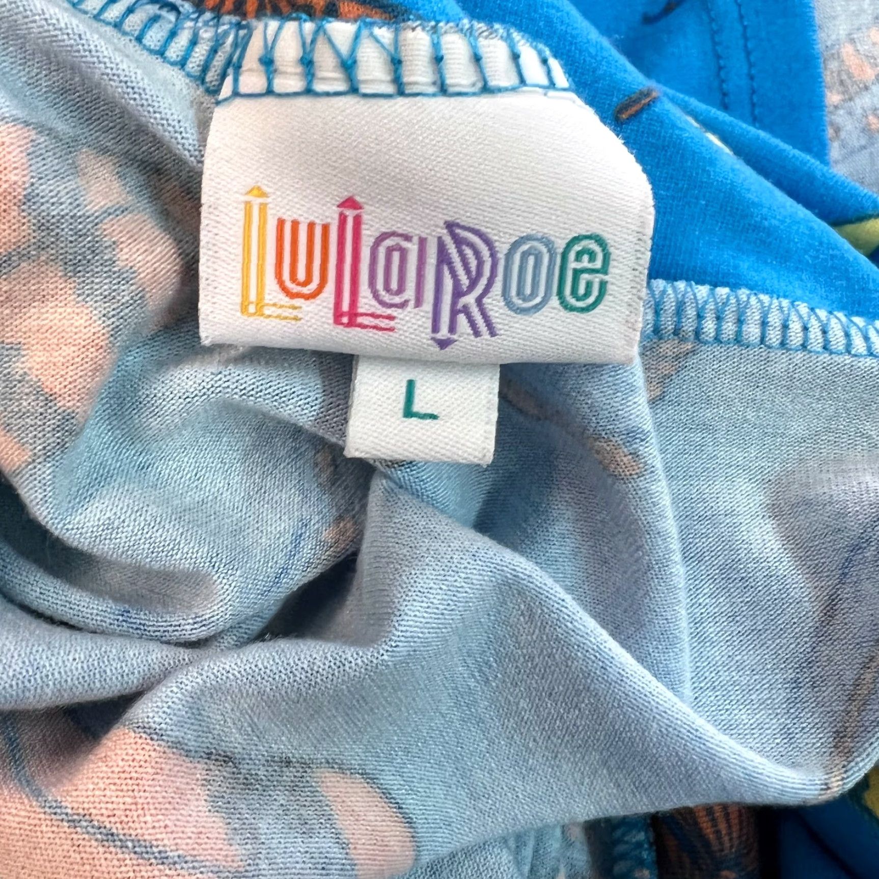 Vintage LulaRoe Womens Feather Print Stretch Pull On Maxi Skirt Blue Azure L Large Women's Skirt Maxi Feather Print Blue Azure Stretch Pull On Regular Size L Size 36" / US 14 / IT 50 - 7 Thumbnail