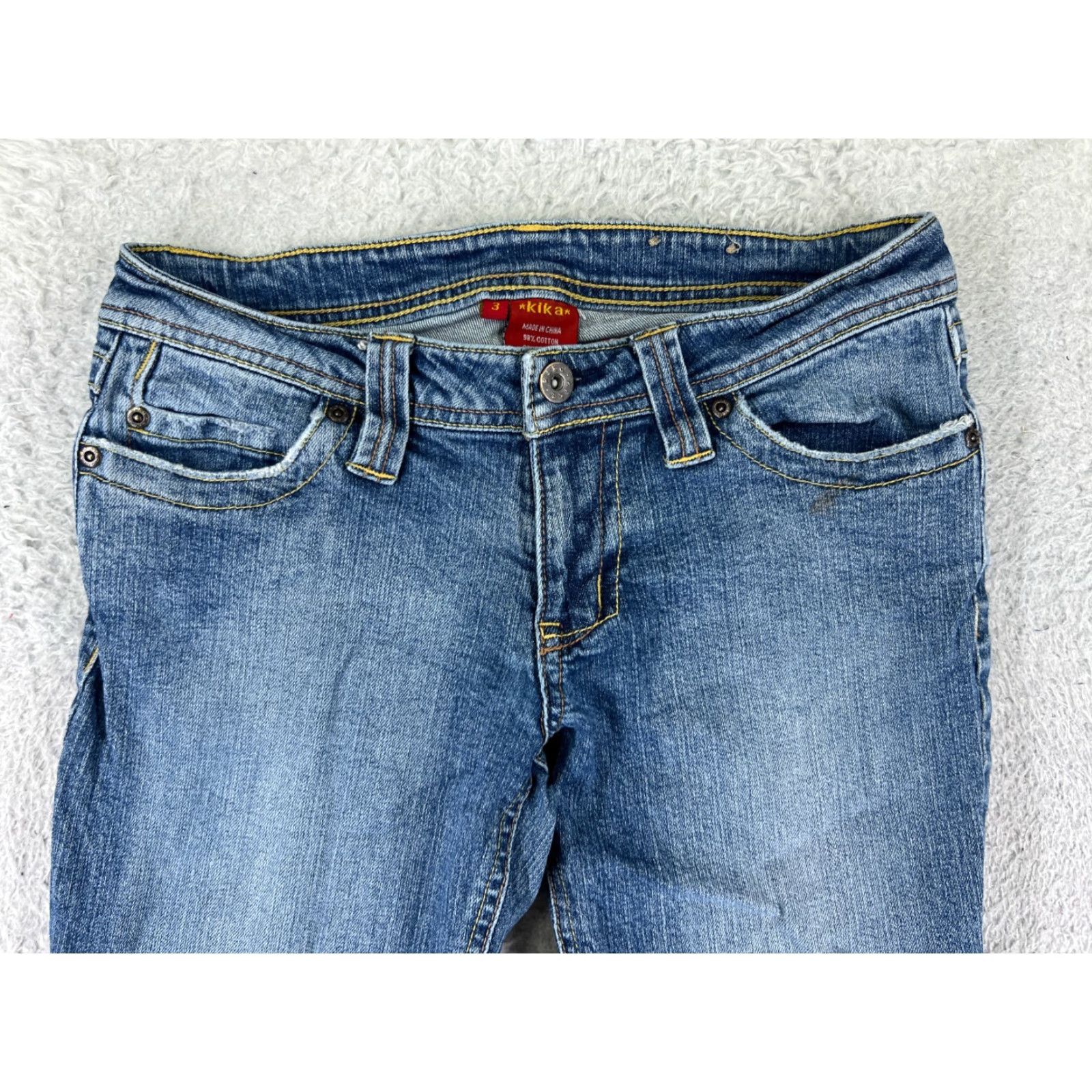 Denime Kika Jeans Womens 3 Blue Denim Flared Low Rise 5-Pocket Stretch Cotton Size 26" / US 2 / IT 38 - 6 Thumbnail