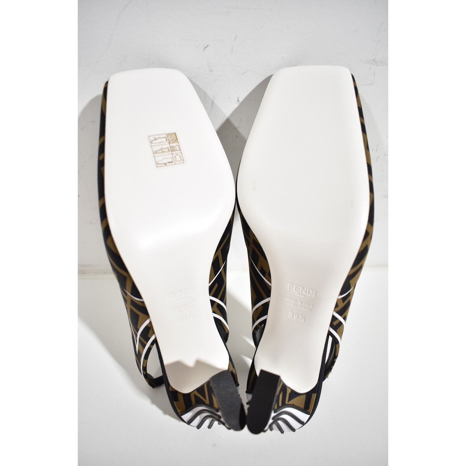 Fendi Freedom FF Logo Square Toe Slingback Heel Pump 39.5 Size US 9.5 / IT 39.5 - 10 Thumbnail