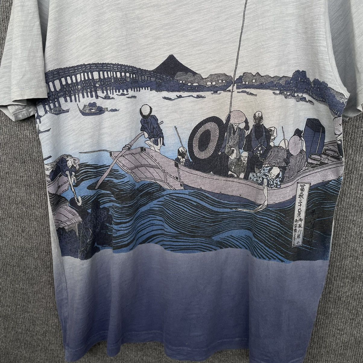 Japanese Brand Hokusai Blue Japanese Motive Art Loopwheel Cotton Tee Size US L / EU 52-54 / 3 - 2 Thumbnail