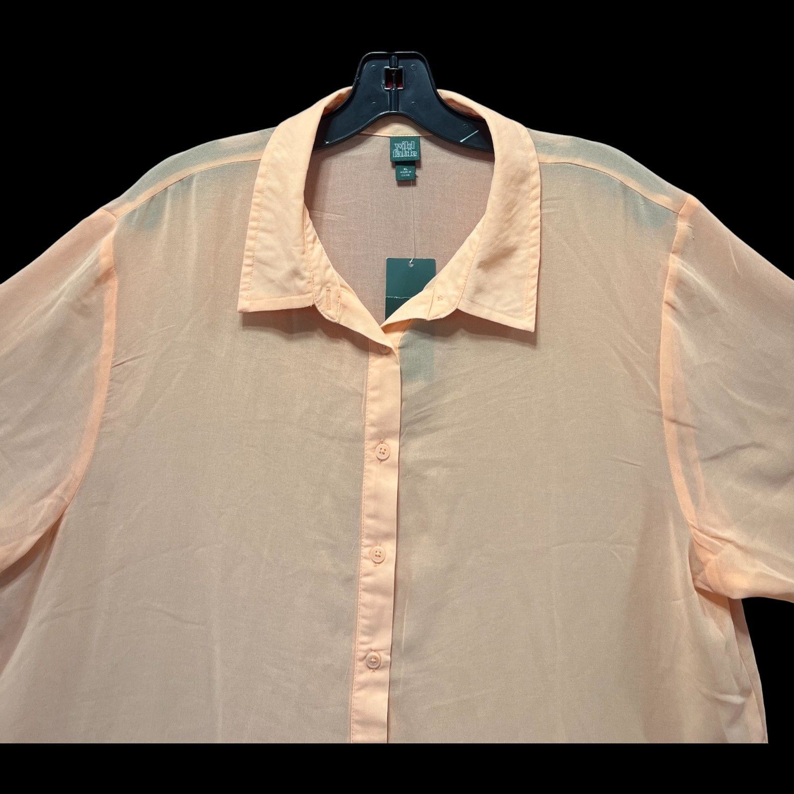 Other Wild Fable - Women's Short Sleeve Oversized Sheer Button -Do Size XL / US 12-14 / IT 48-50 - 13 Thumbnail