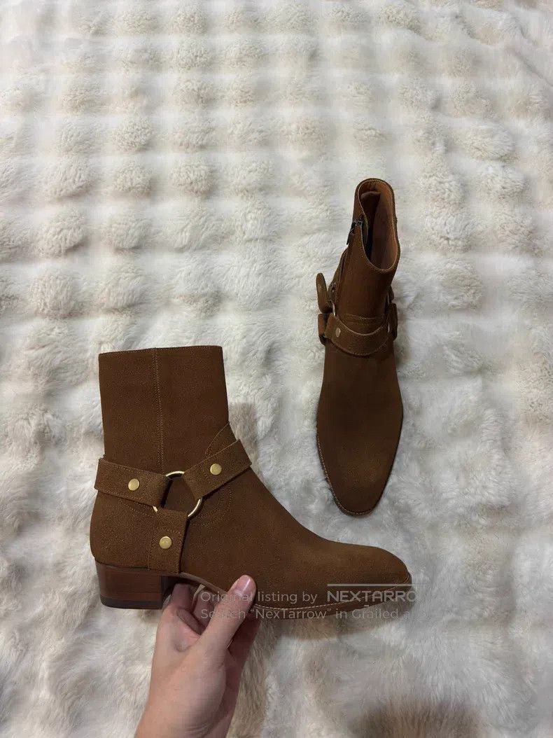 Saint Laurent Paris Saint Laurent Paris Suede Chelsea Boots with Buckle Size US 7 / EU 40 - 4 Thumbnail