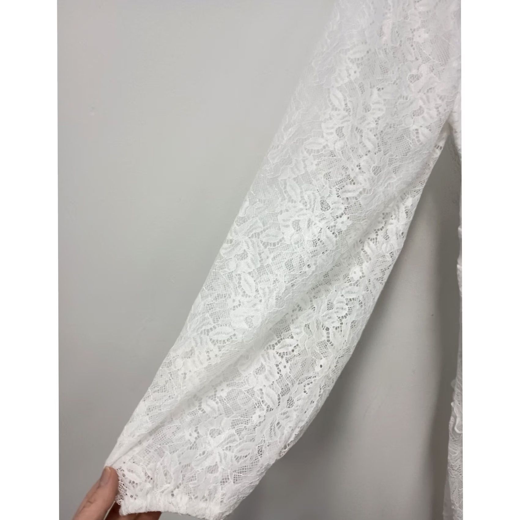 Vintage Simplee Dress Womens Medium White Lace Tiered Midi Boho Romantic Cottagecore Size M / US 6-8 / IT 42-44 - 7 Thumbnail