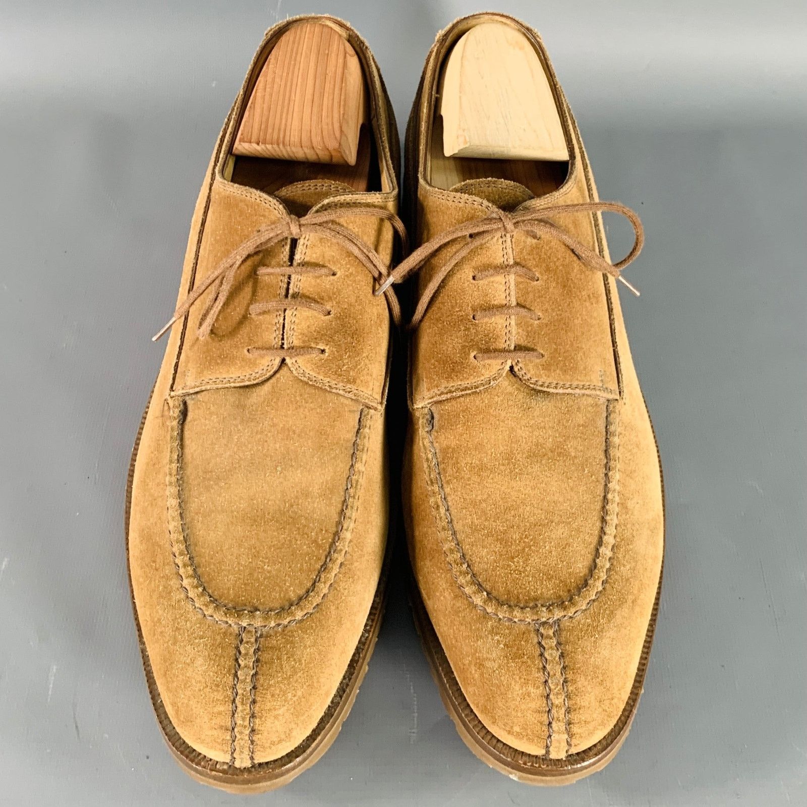 Gravati GRAVATI Size 12 Tan Suede Split Toe Derby Lace-Up Shoes Size US 12 / EU 45 - 4 Thumbnail