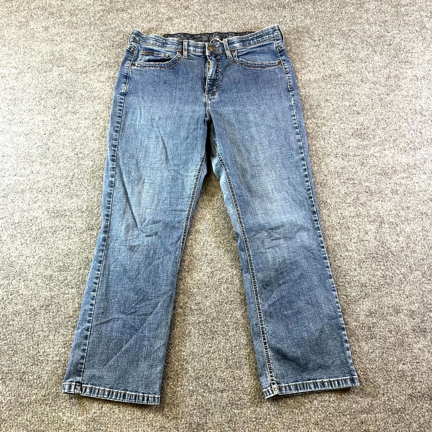 Lee Lee Jeans Women's 16 Petite Blue Denim Stretch Straight Leg Comfort Waistband Size 38" / US 16 / IT 52 - 2 Thumbnail