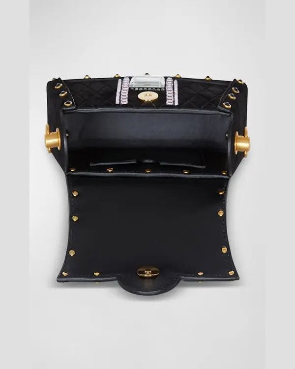 Balmain o1s1wg111225 Size:OS/Embossed Suede Handle Bag in Black Size ONE SIZE - 2 Thumbnail