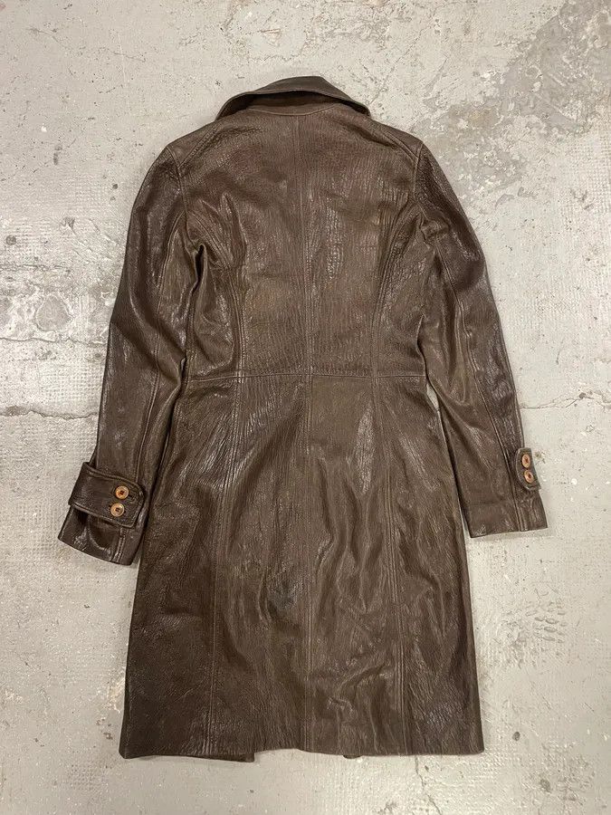 Vintage FW2003 Plein Sud Asymmetrical Avant-Gardist Leather Trench Jacket Size S / US 4 / IT 40 - 2 Thumbnail