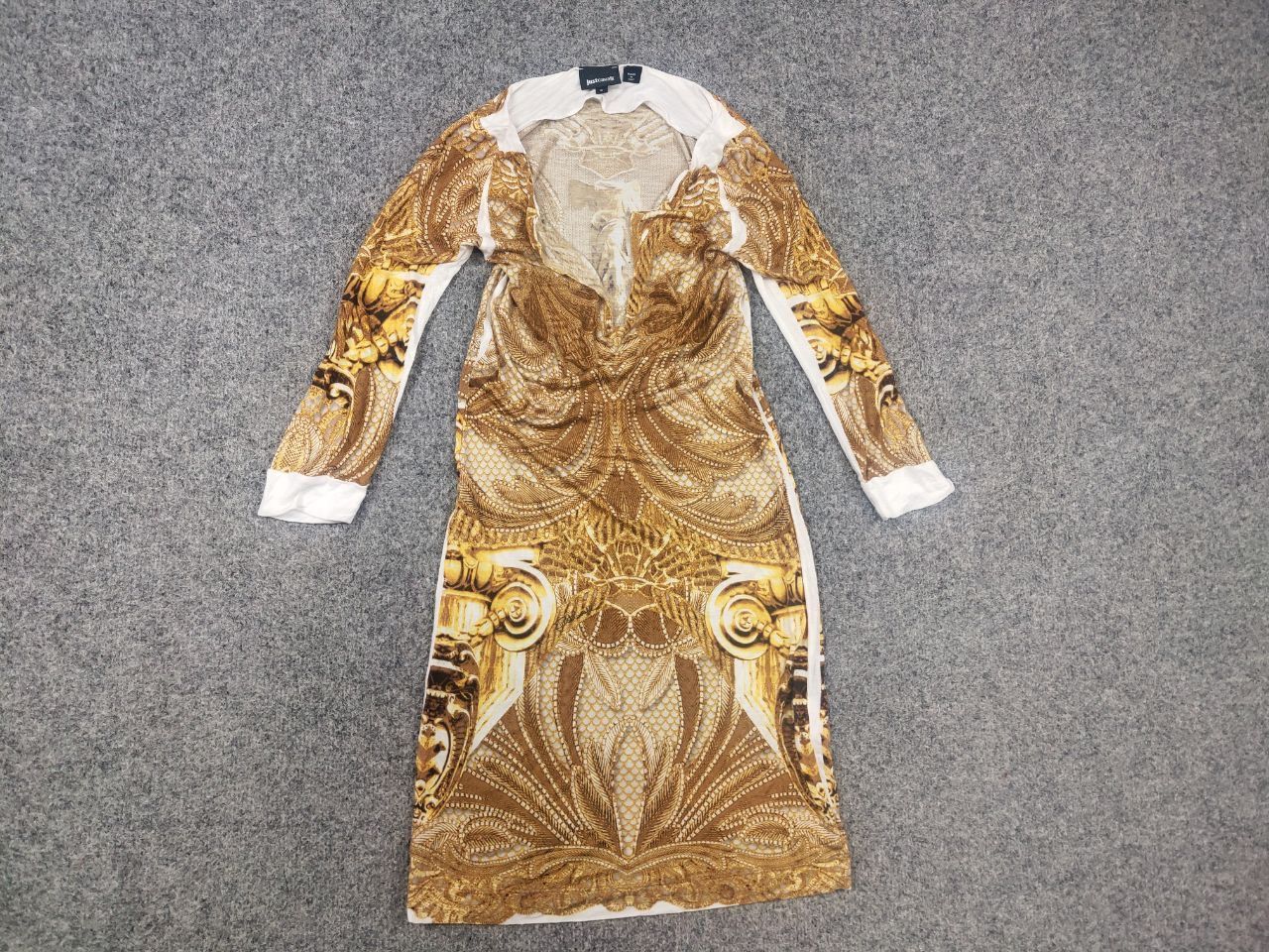 Just Cavalli Just Cavalli Design cocktail midi dress gold pattern sleeves Size S / US 4 / IT 40 - 7 Thumbnail