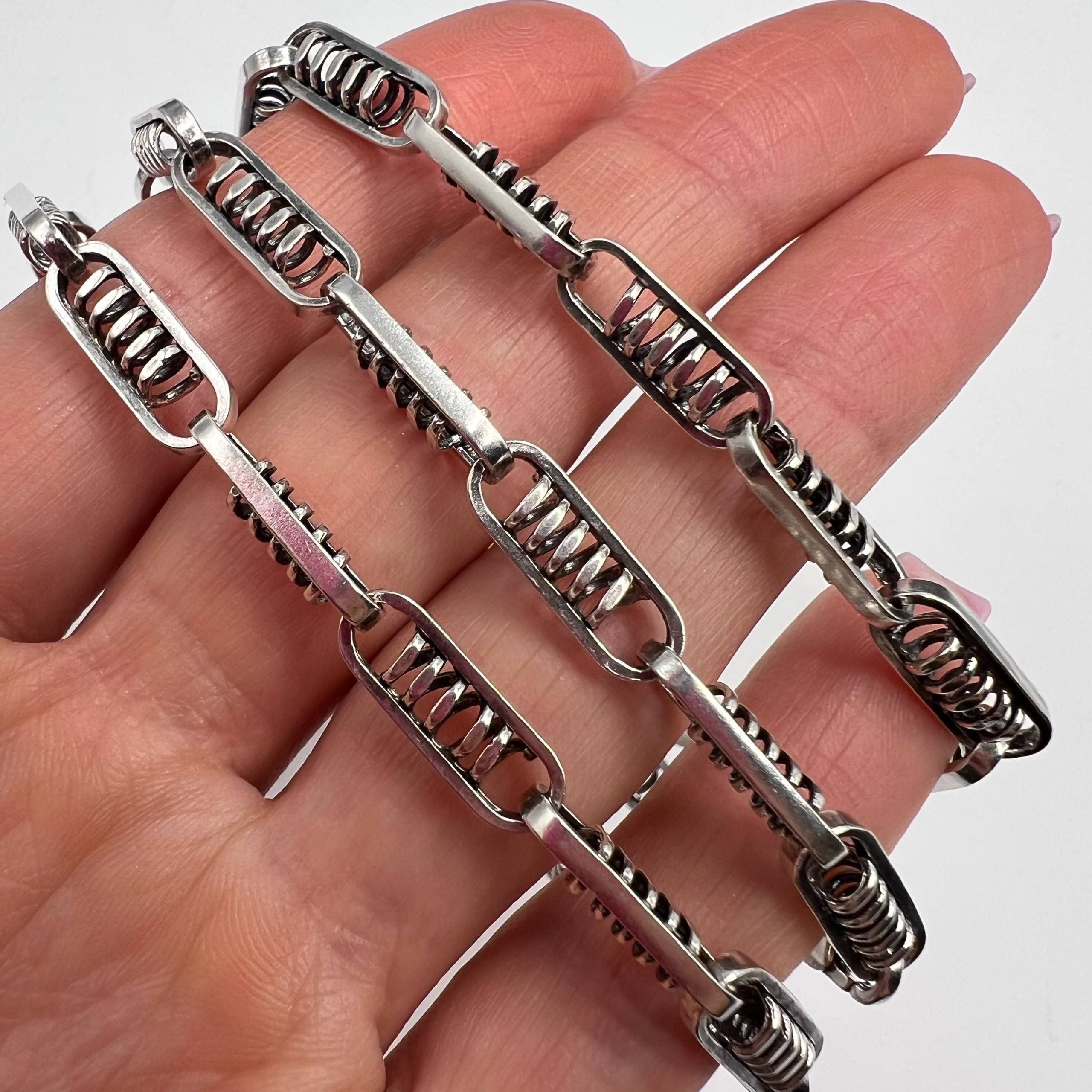 Sterling Silver Vintage Sterling Silver 925 Heavy Chain Unisex Jewelry 65cm Size ONE SIZE - 4 Thumbnail