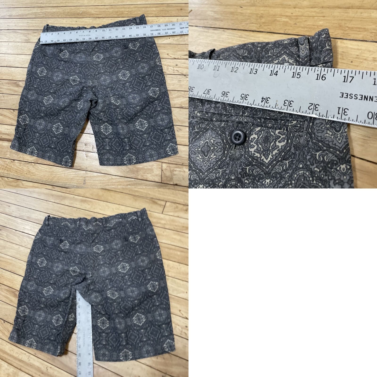 Uniqlo UNIQLO Paisley Shorts Linen Men M Retro Western Print Preppy Flat Chino 32x10 M gray 55% Linen Casual Pants Mens Size US 31 - 10 Thumbnail