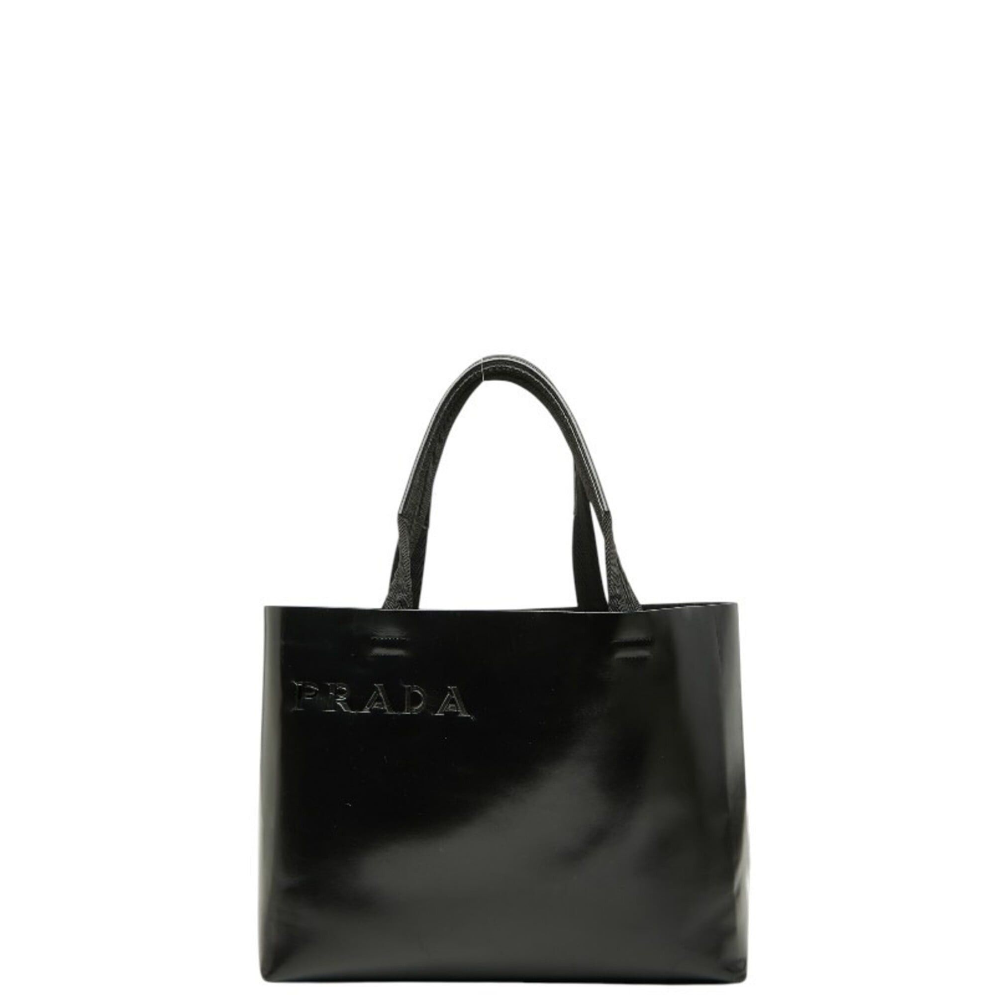 Prada Prada Logo Tote Bag Handbag Black Leather Women's PRADA Size ONE SIZE - 1 Thumbnail