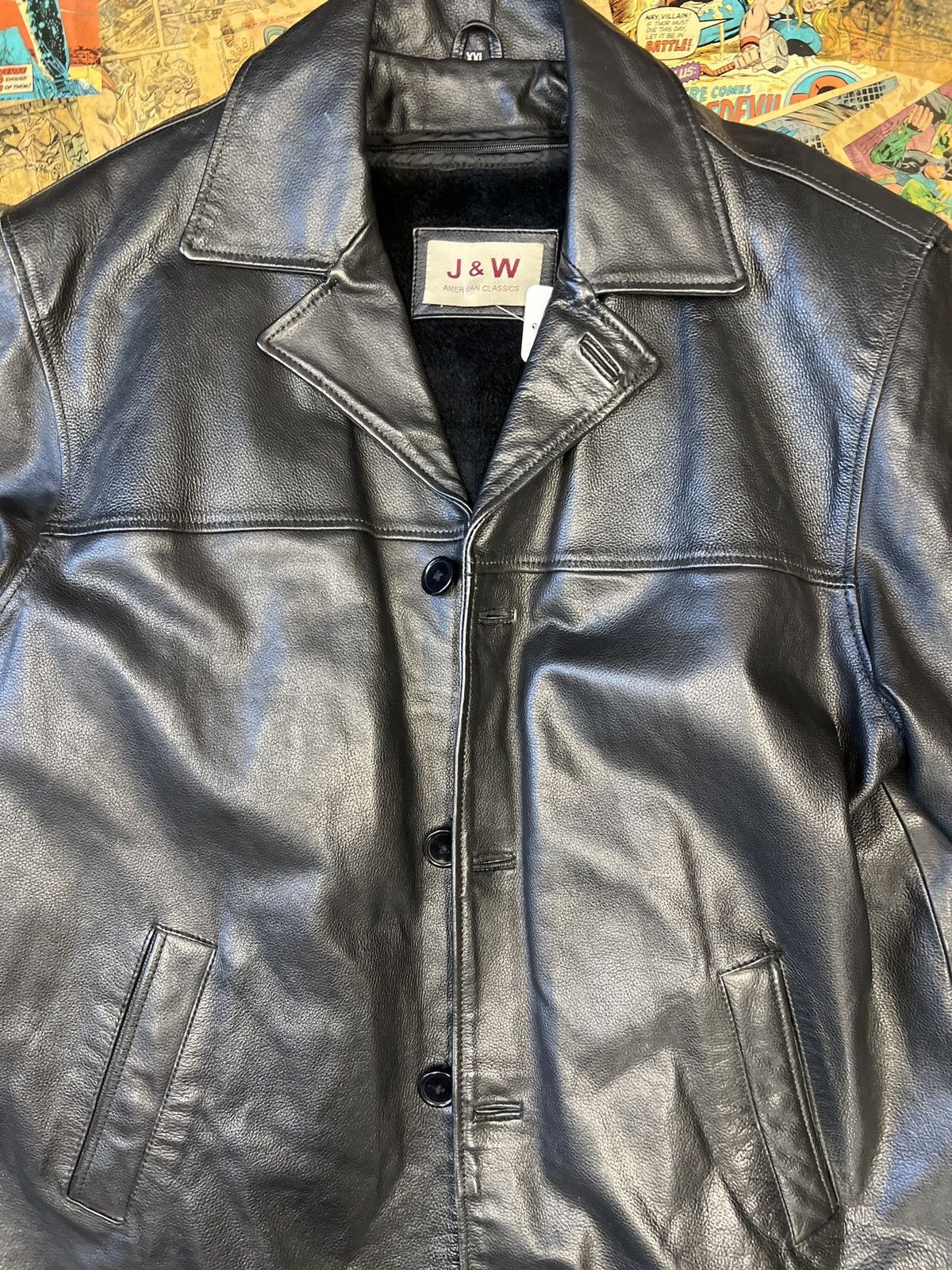 Vintage Vintage J & W Leather Jacket fur lined Size US XXL / EU 58 / 5 - 2 Thumbnail