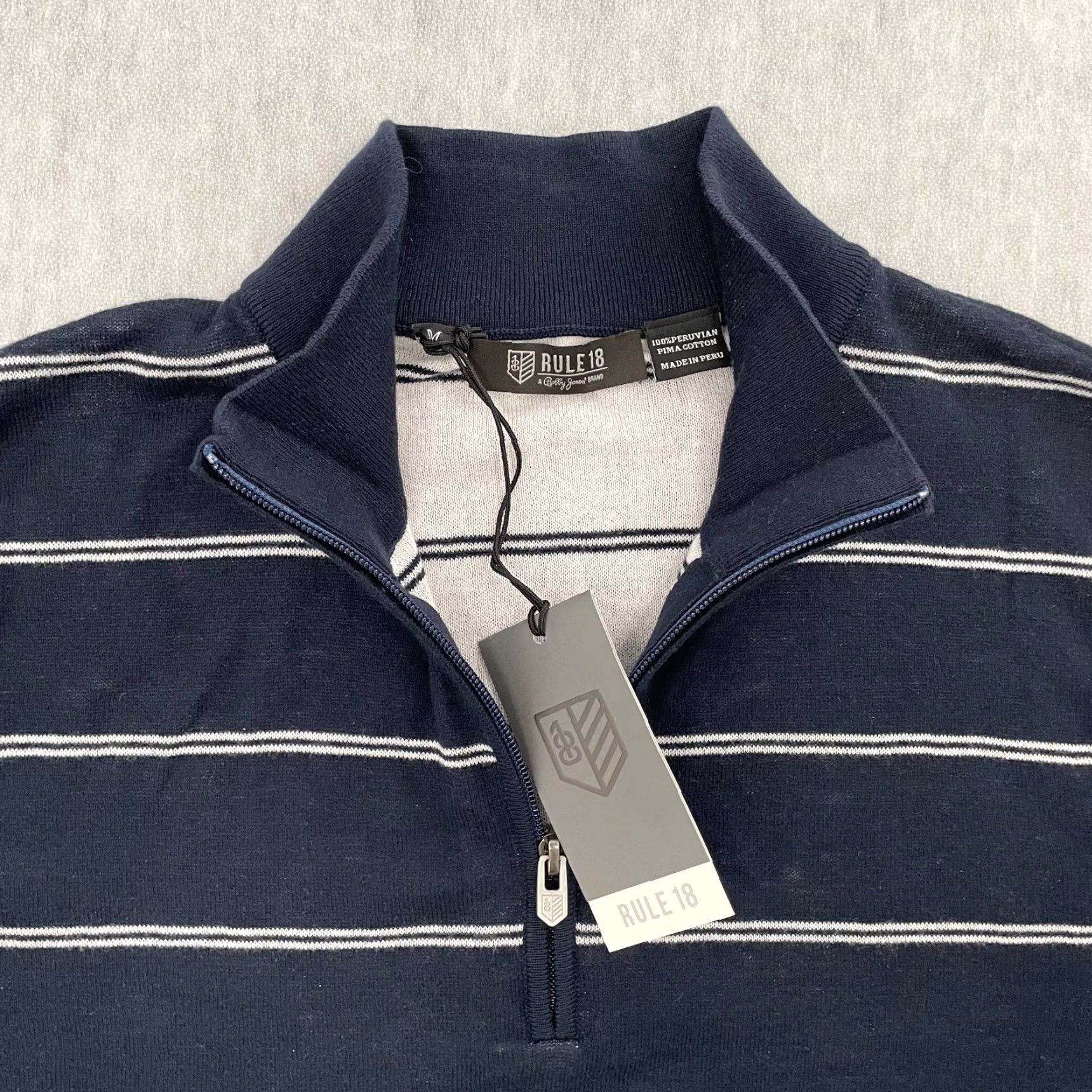 Vintage VINTAGE Bobby Jones Sweater Men's Medium Blue Striped 1/4 Zip Cotton Classic Pullover Golf Size US M / EU 48-50 / 2 - 3 Thumbnail