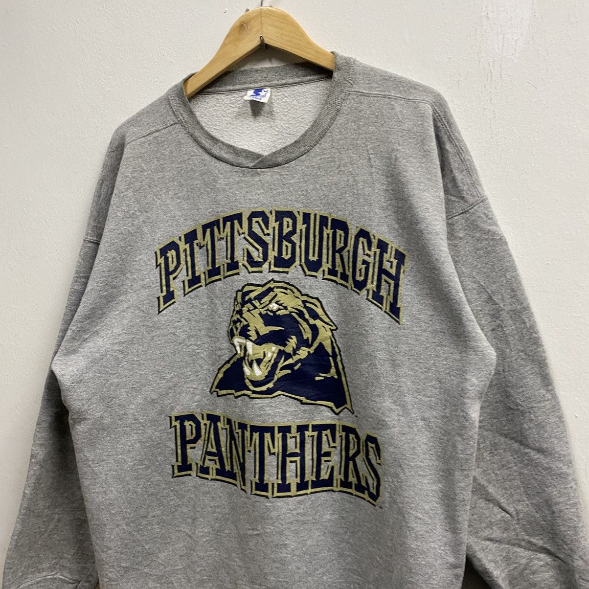 NCAA Vintage Pittsburgh Panthers By Starter Gray Sweatshirt Size US L / EU 52-54 / 3 - 3 Thumbnail