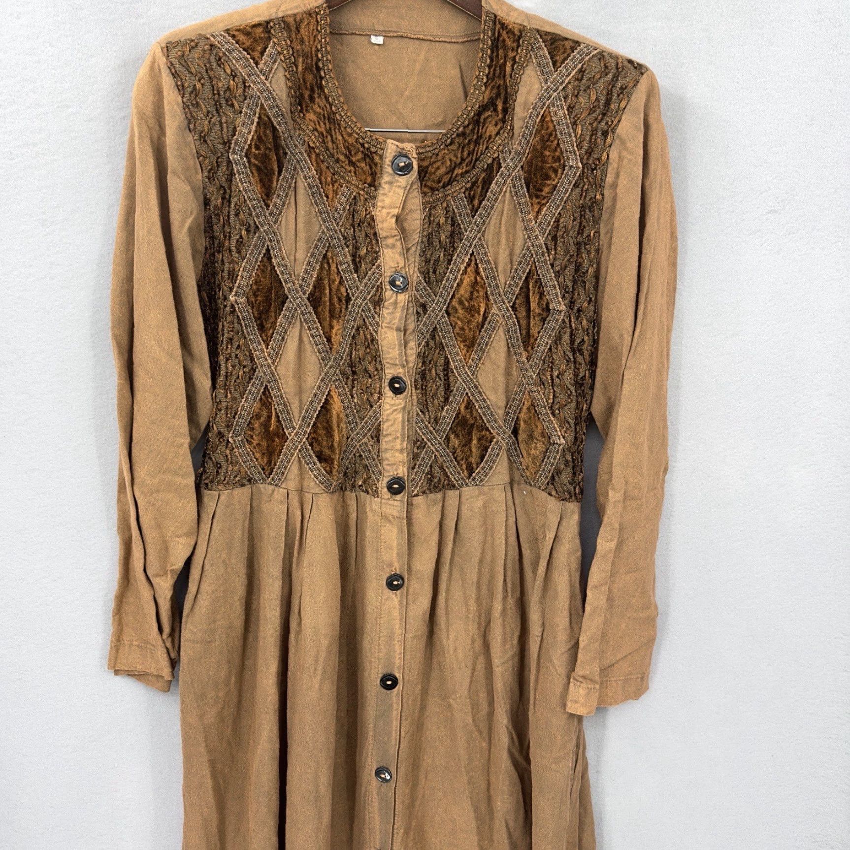 Vintage VINTAGE Marilu Dress Women Long Sleeve Boho A-Line Sundress Orange 60s 70s Western Peasant Cottagecore Size M / US 6-8 / IT 42-44 - 2 Thumbnail