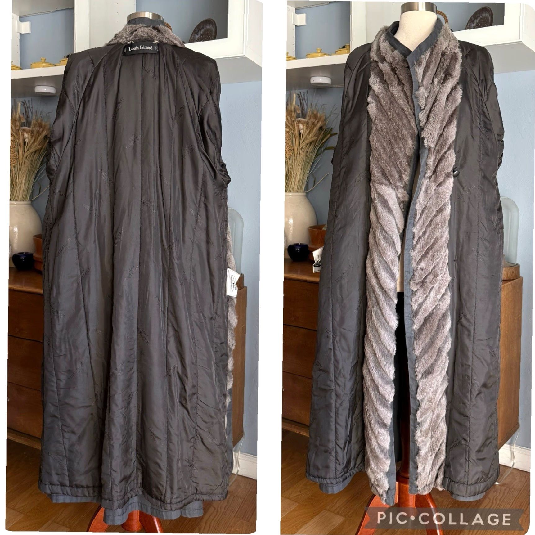 Louis Feraud VINTAGE Louis Feraud Gray Cotton Trench Coat Fur Trim Double Breasted Jacket Womens 10 80s Paris Outdoor Mink Trench Coat Size L / US 10 / IT 46 - 5 Thumbnail