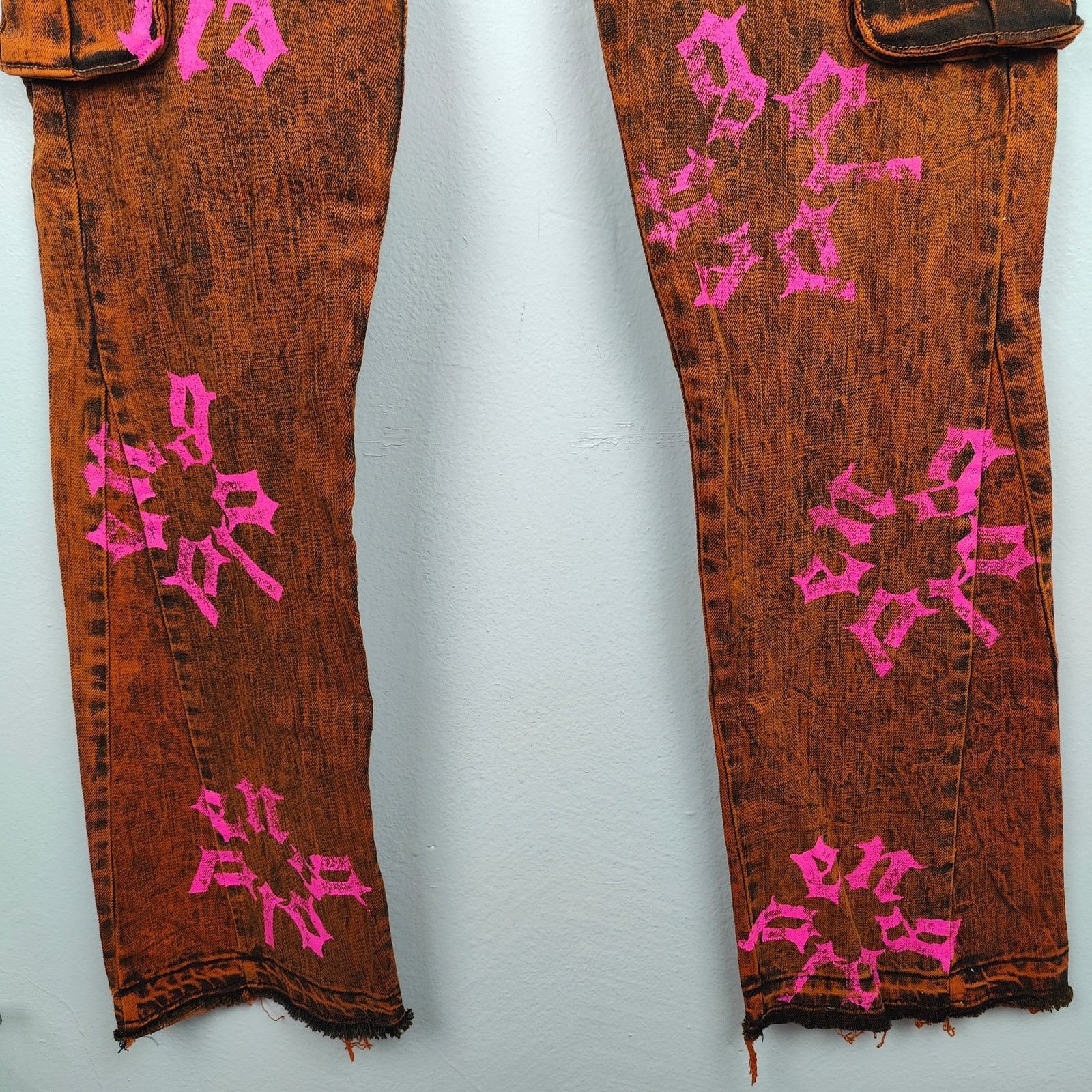 Other Golden Syndicate Cargo Jeans Mens 34 NWOT Orange Acid Wash Size US 34 / EU 50 - 5 Thumbnail