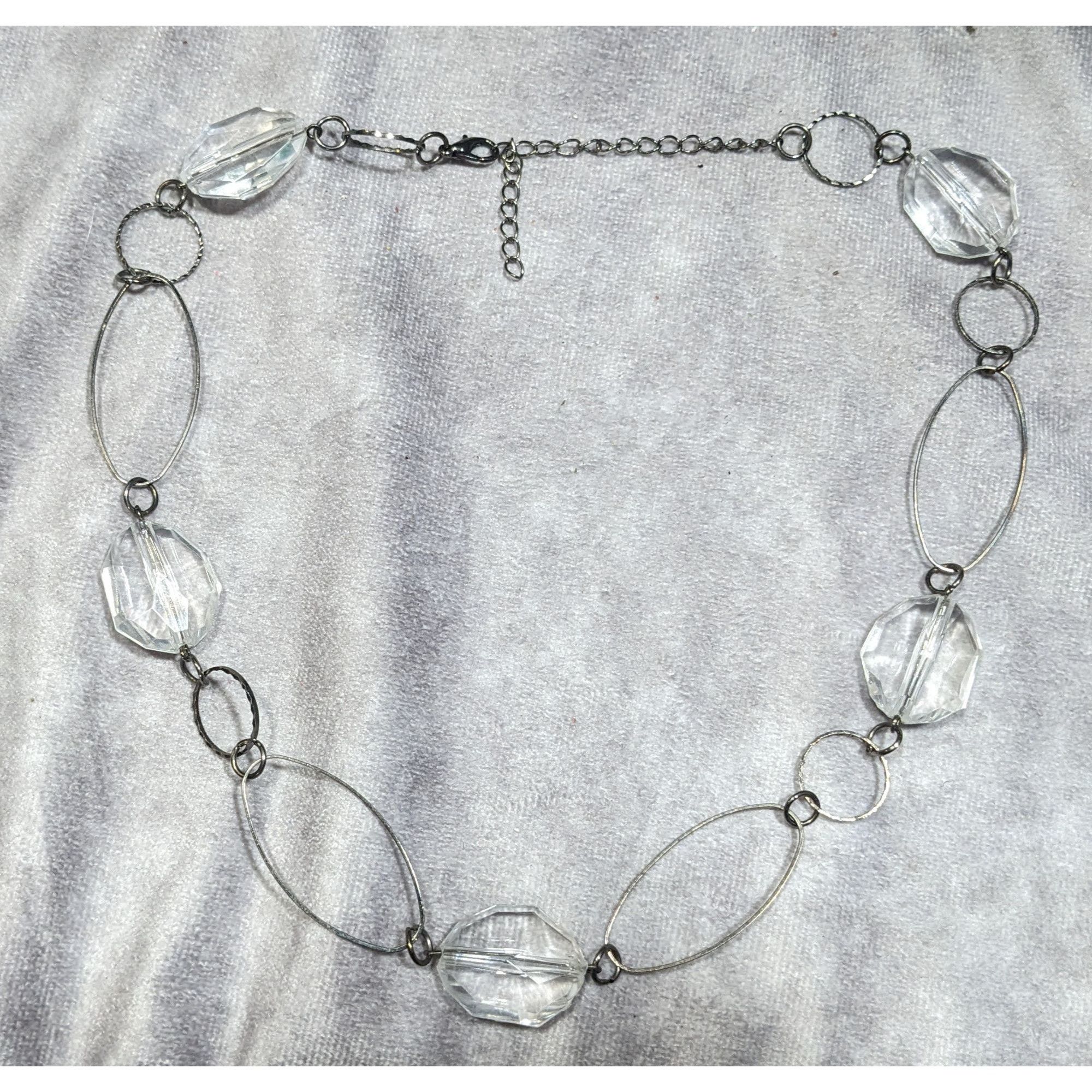 Other Retro Clear Gemmed Silver Link Casual Necklace Size ONE SIZE - 5 Thumbnail