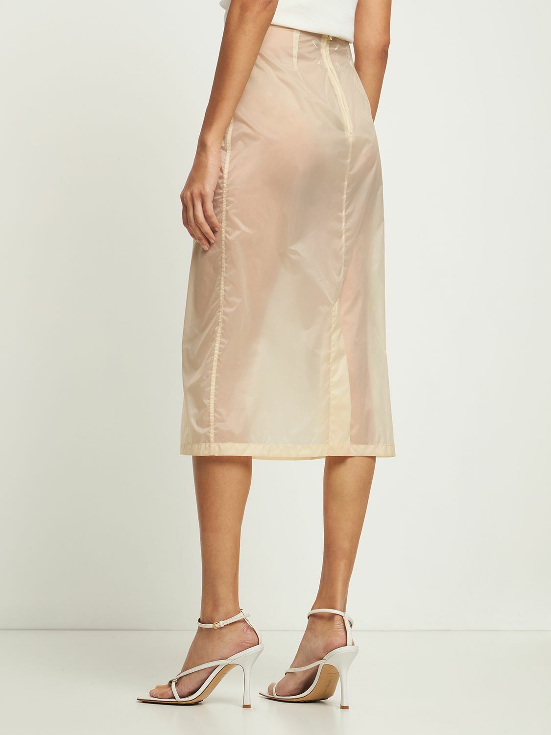 Maison Margiela o1y0625 Midi Skirt in Light Beige Size 25" / US 0 / IT 36 - 4 Thumbnail