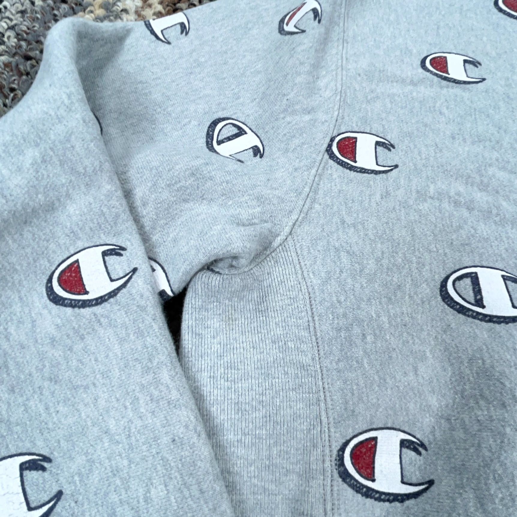 Champion Champion Sweatshirt Men Medium Gray Crew Neck Reverse Weave All Over Print AOP* Size US M / EU 48-50 / 2 - 6 Thumbnail