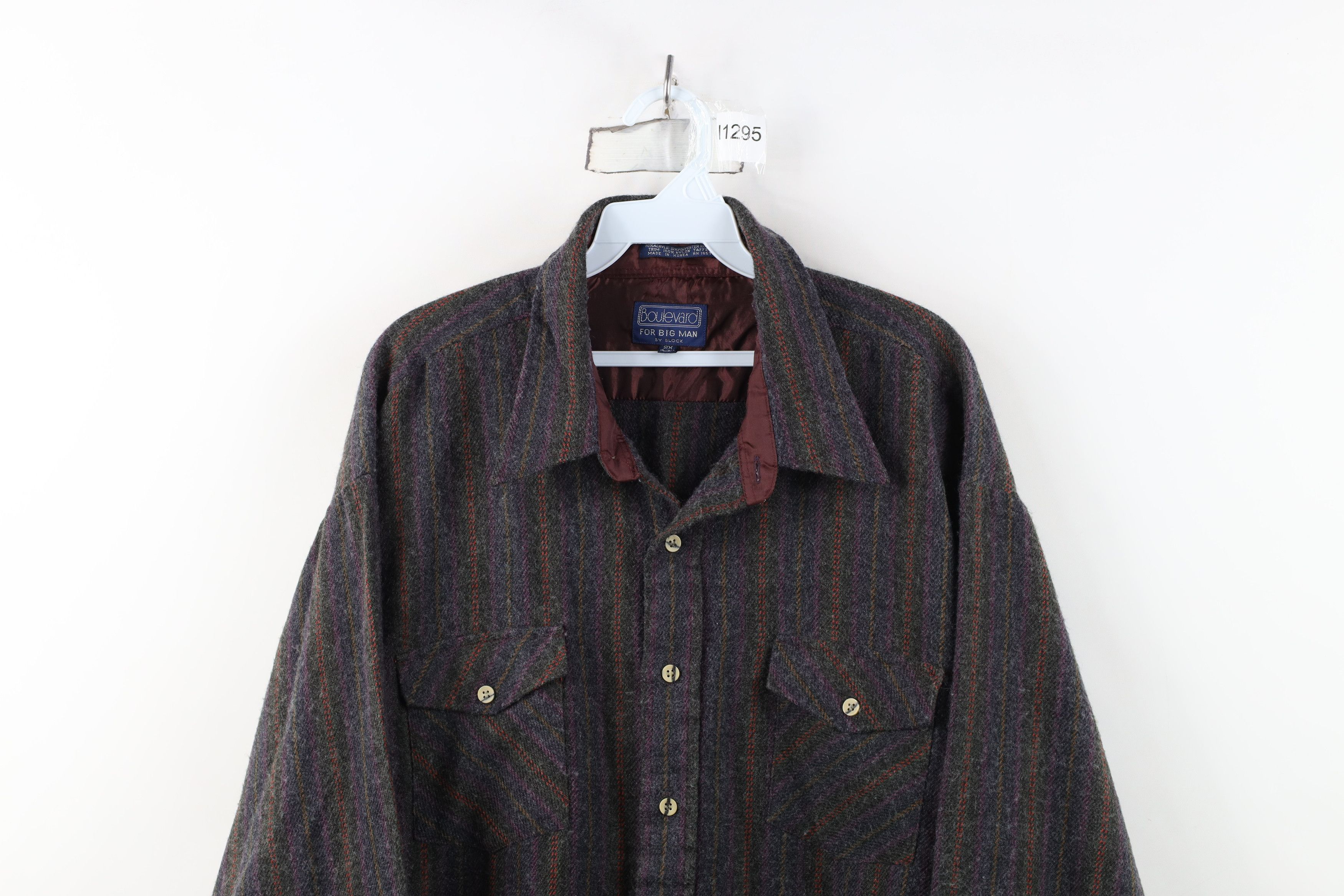 Vintage Vintage 80s 90s Streetwear Flannel Knit Striped Button Shirt Size US XXL / EU 58 / 5 - 2 Thumbnail