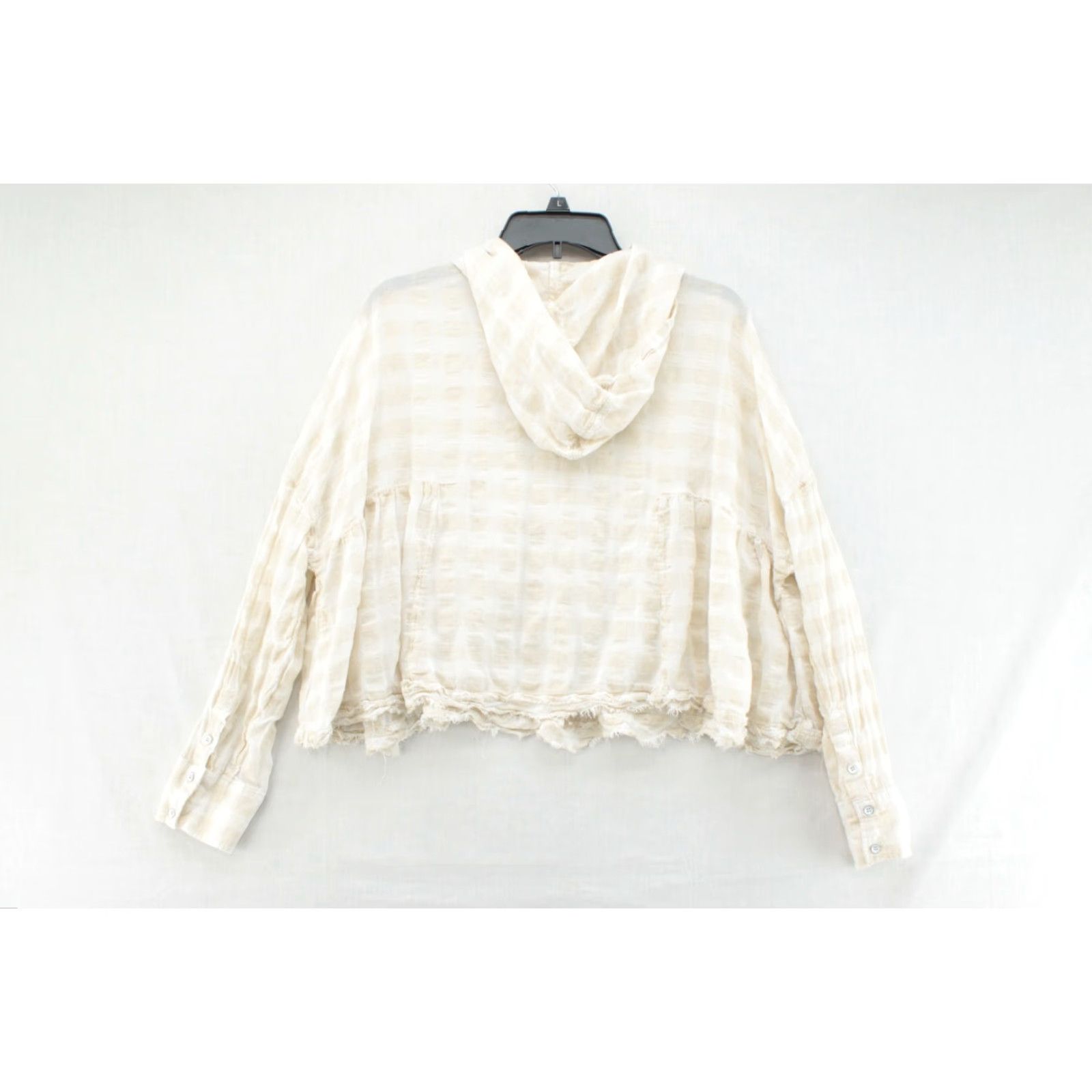 Free People Free people Shirt Women's Medium button chest white w/ beige wide plaid Hoodie Size M / US 6-8 / IT 42-44 - 5 Thumbnail