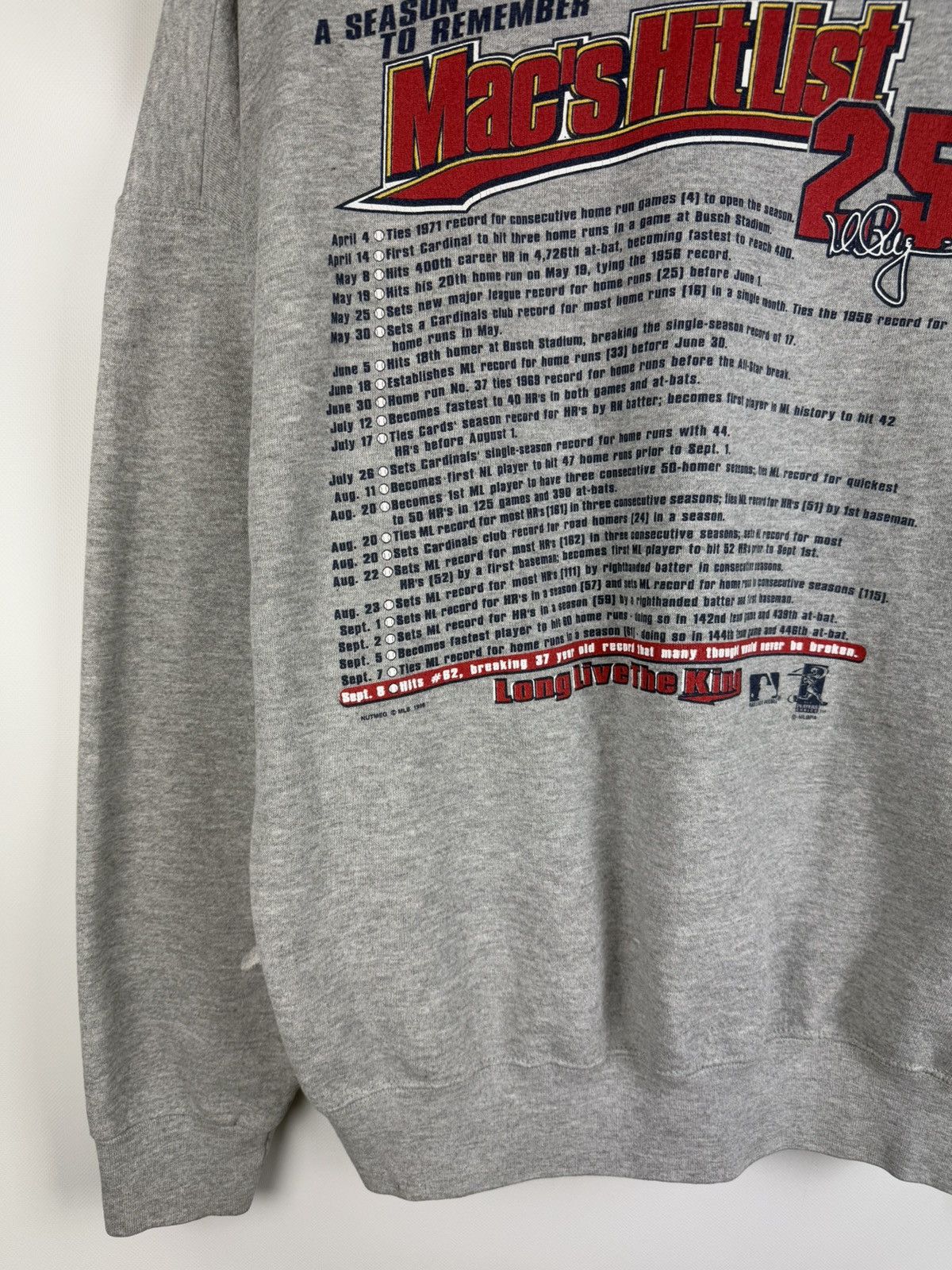 Lee × MLB × Vintage St Louis Cardinals Mark McGwire Home Run King 98 Sweatshirt Size US XL / EU 56 / 4 - 20 Thumbnail