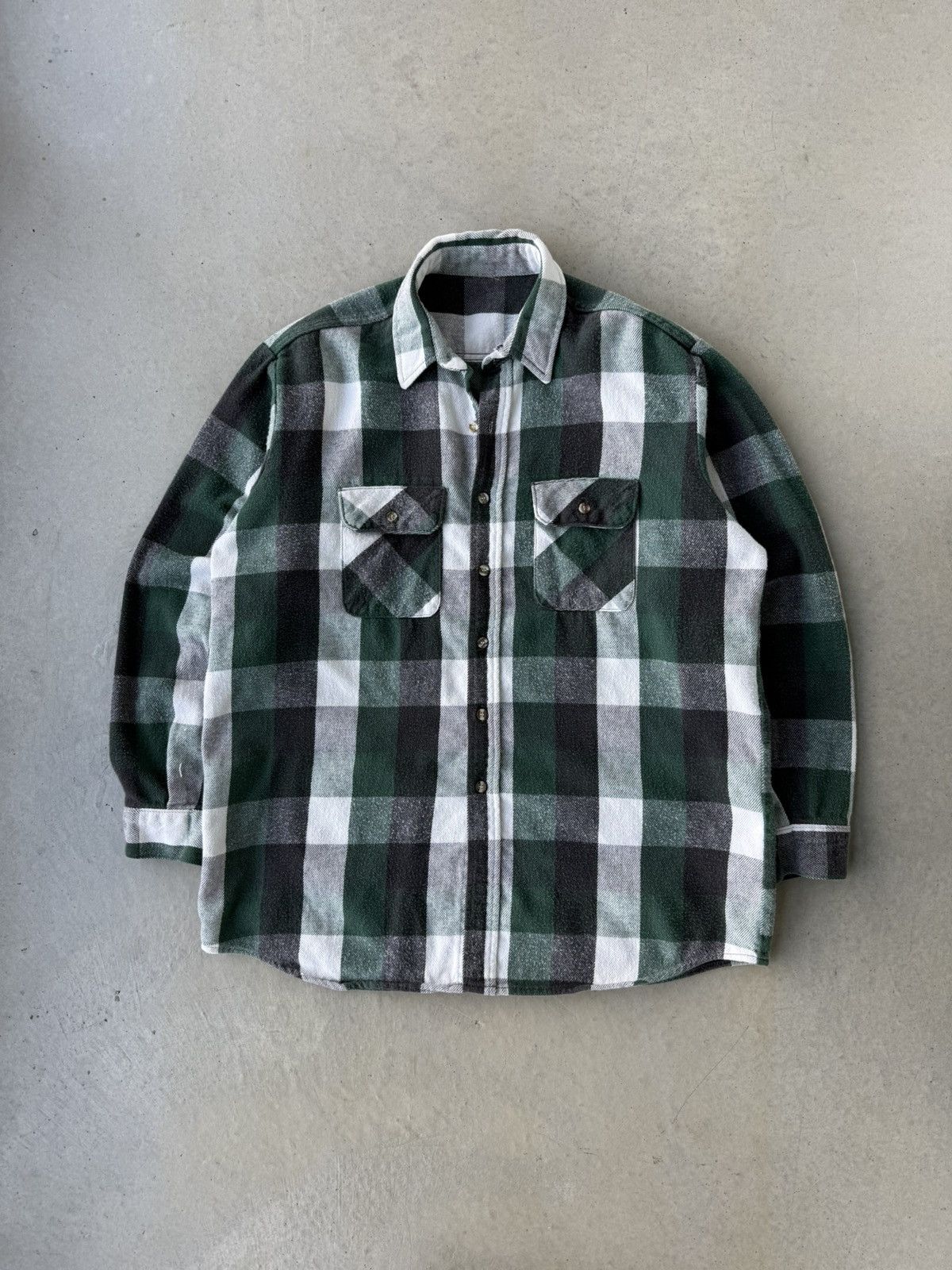 Vintage Vintage 80s Green and Plaid Cotton Flannel Size US XL / EU 56 / 4 - 1 Thumbnail