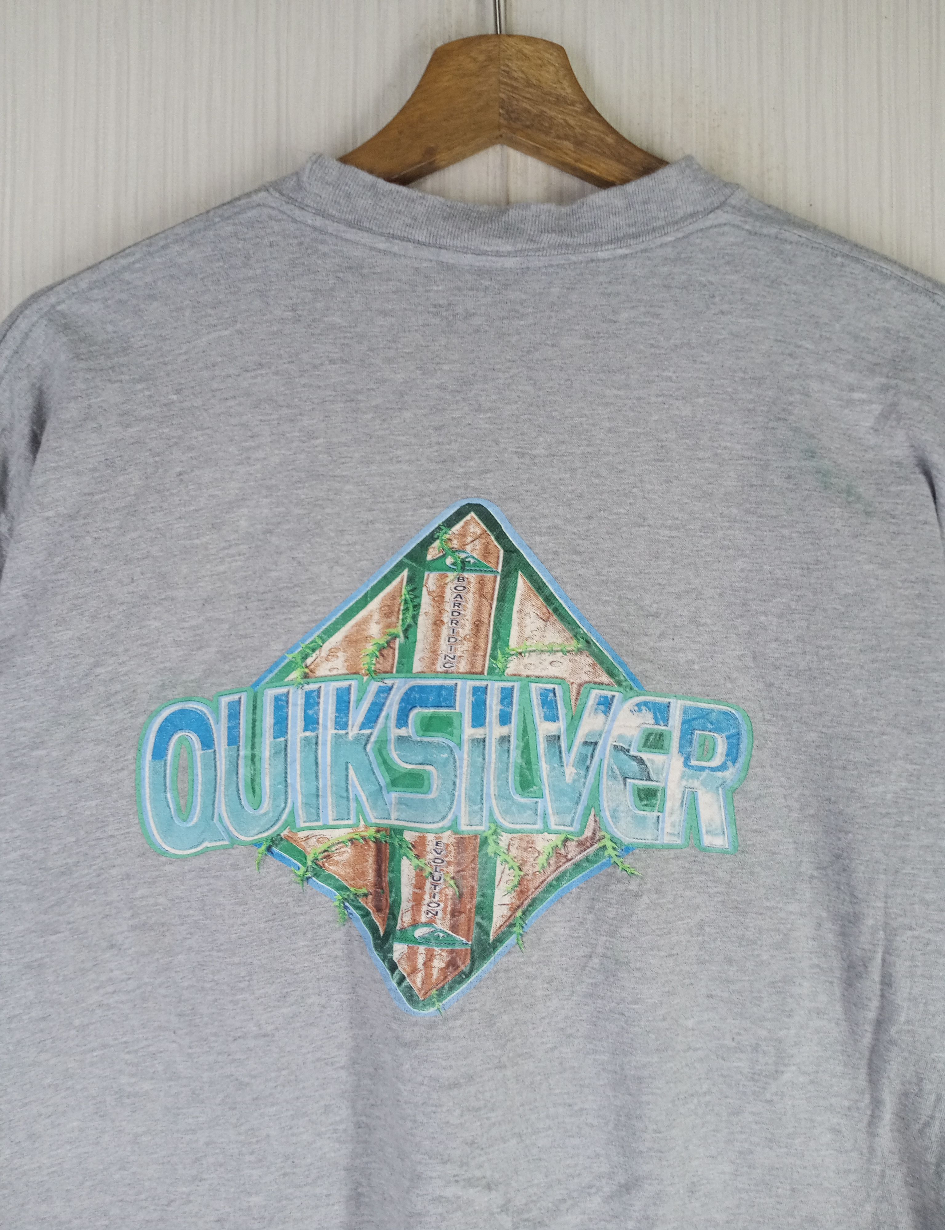 Quicksilver Vintage 90s Quiksilver Board Riding Evolution Tshirt Size US M / EU 48-50 / 2 - 1 Thumbnail